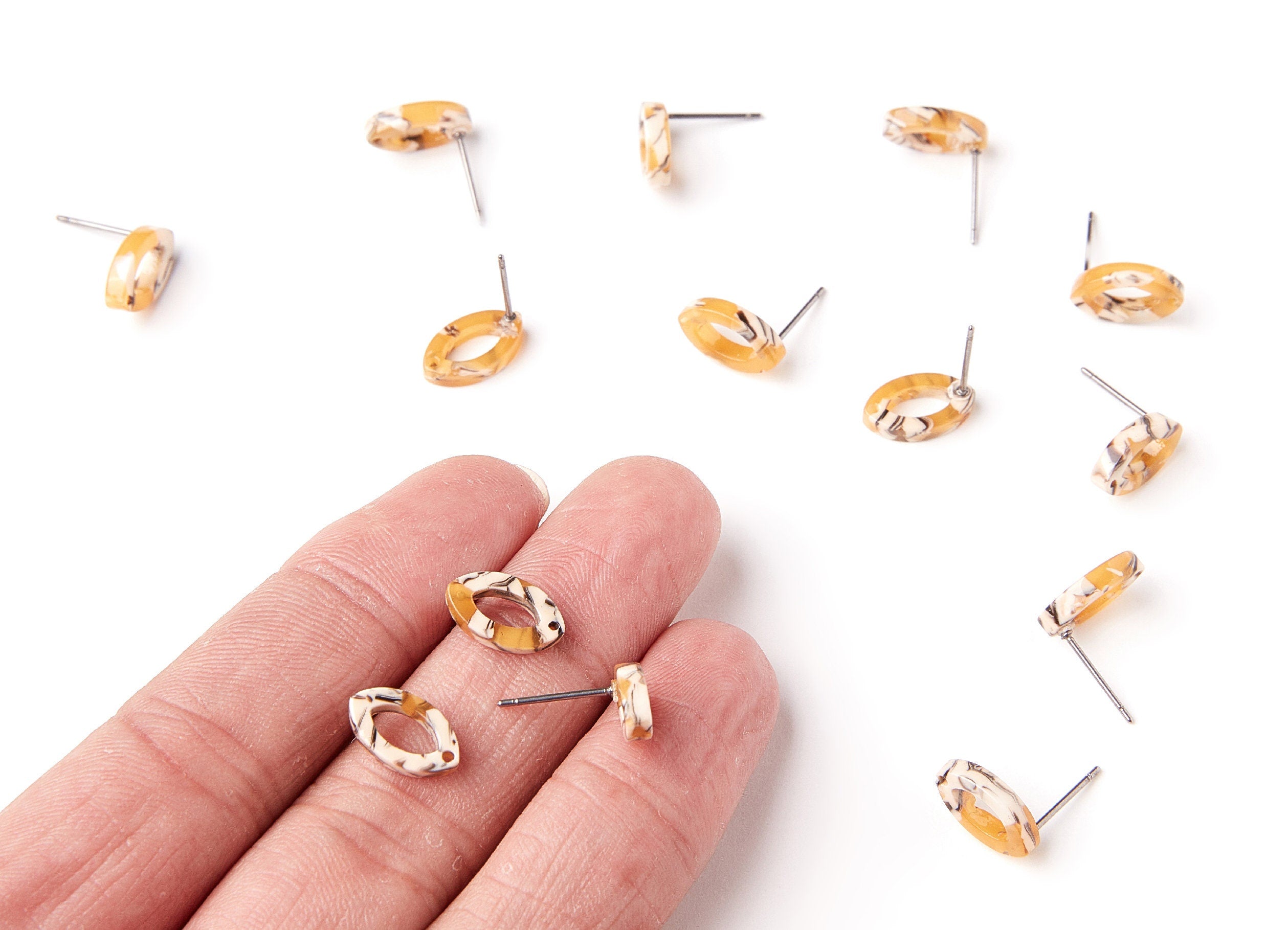 Acetate Oval Earring Stud - Acrylic Oval Earring Post - Earring Post - Jewelry Supplies - Color Code: A14 - 12,45x7,45x2,75mm- AC1223C - DOMEDBAZAAR