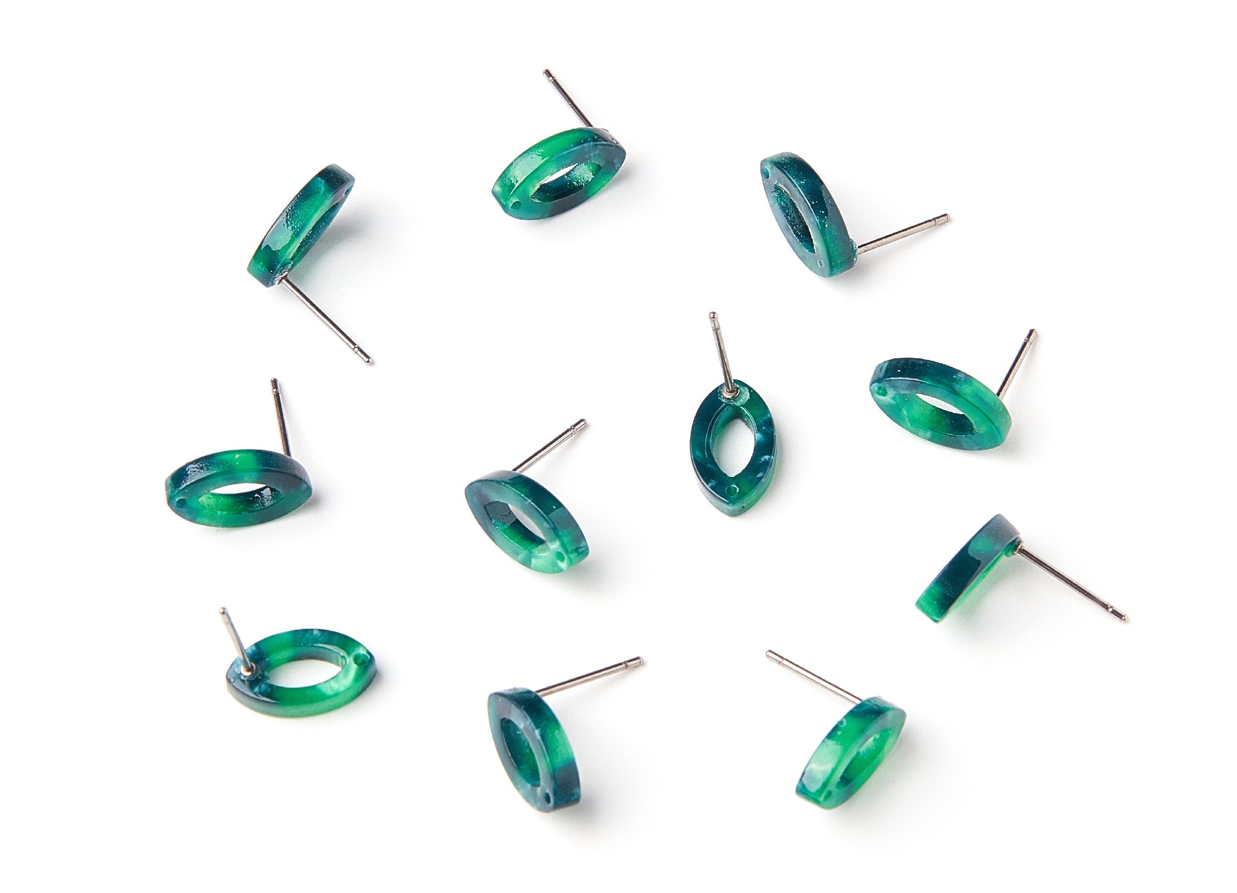 Acetate Oval Earring Stud - Acrylic Oval Earring Post - Earring Post - Jewelry Supplies - Color Code: A13 - 12,45x7,45x2,75mm- AC1223G - DOMEDBAZAAR
