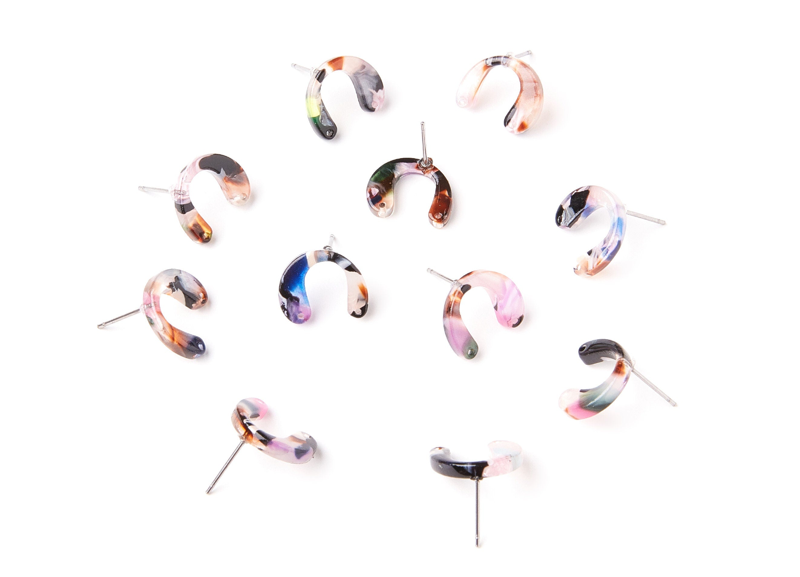 Acetate U Earring Stud - Acrylic U Earring Post - Earring Post - Jewelry Supplies - Color Code: A11 - 14,6x11,95x2,75mm AC1225B - DOMEDBAZAAR