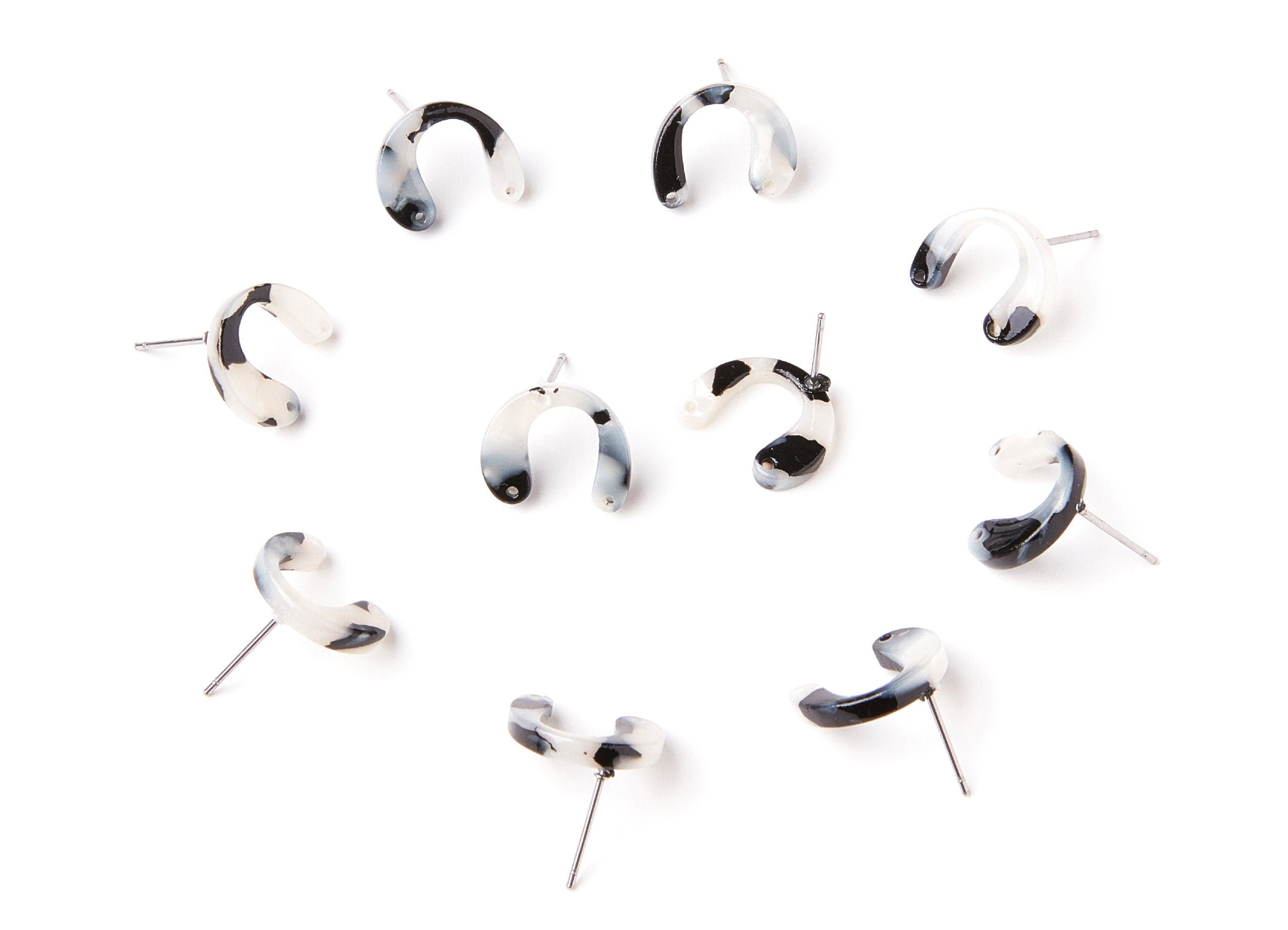 Acetate Acrylic Earring Stud with 2 Holes - Post Charms - U Shaped Earrings - Color Code: A15 - 14,6x11,95x2,75mm - AC1225C - DOMEDBAZAAR