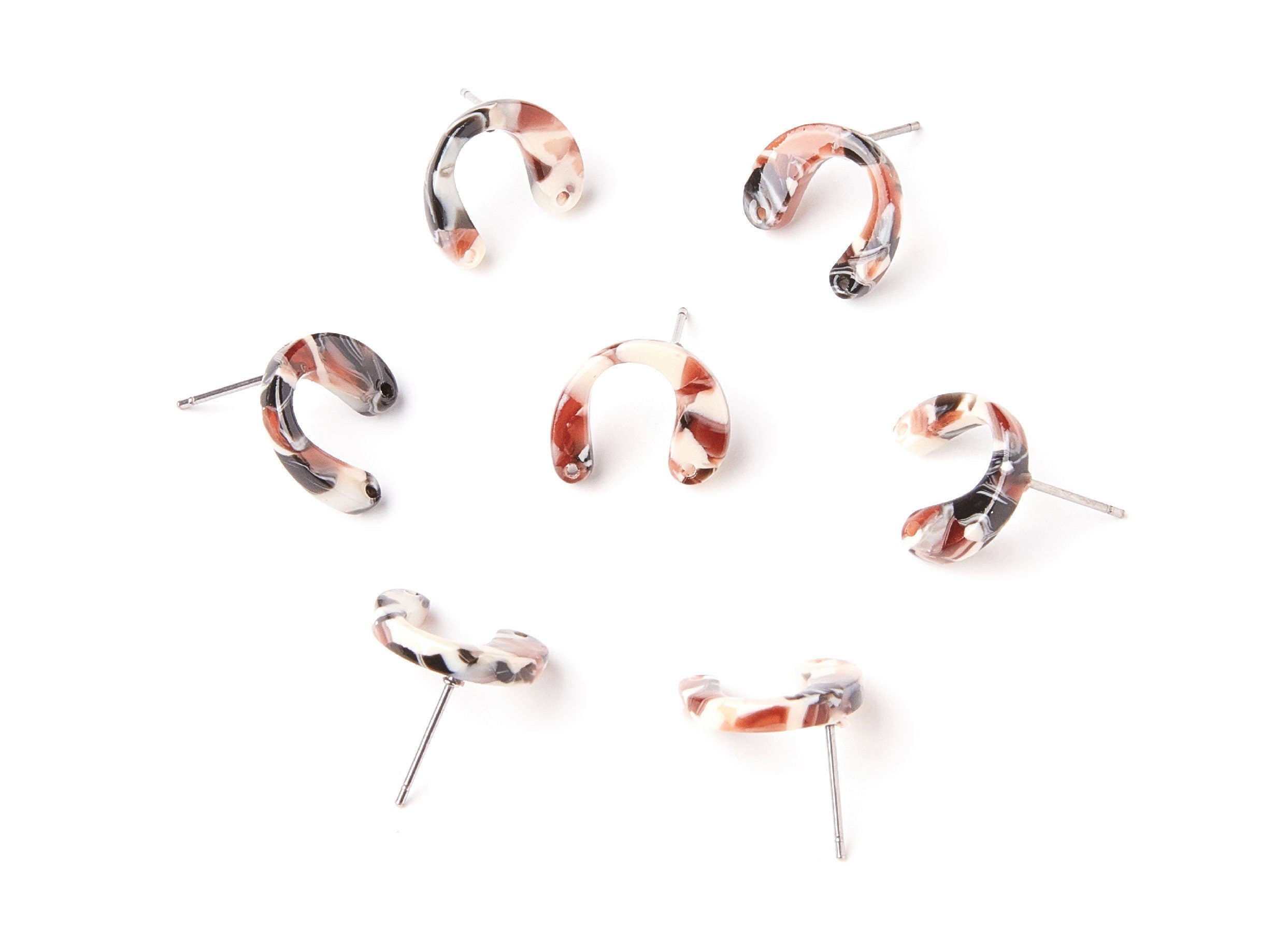 Acetate U Earring Stud - Acrylic U Earring Post - Earring Post - Jewelry Supplies - Color Code: A51 - 14,6x11,95x2,75mm - AC1225G - DOMEDBAZAAR