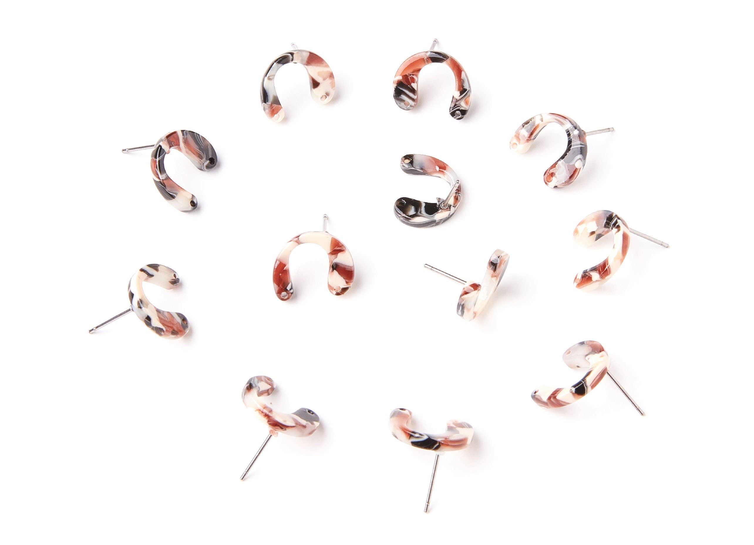 Acetate U Earring Stud - Acrylic U Earring Post - Earring Post - Jewelry Supplies - Color Code: A51 - 14,6x11,95x2,75mm - AC1225G - DOMEDBAZAAR