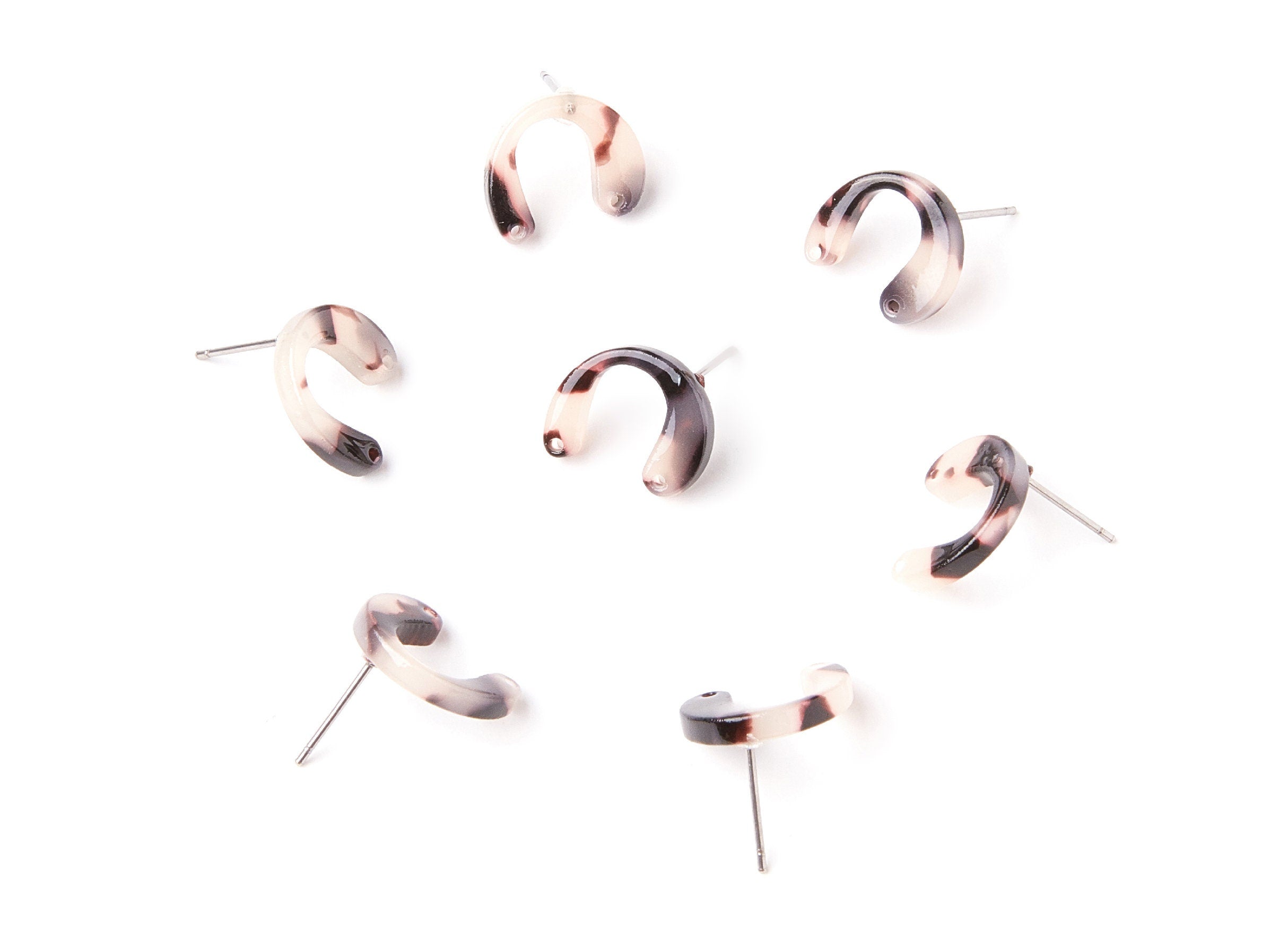 Acetate Acrylic Earring Stud with 2 Holes - Post Charms - Blonde Tortoise Shell Earrings - Color Code: A07 - 14,6x11,95x2,75mm - AC1225H - DOMEDBAZAAR