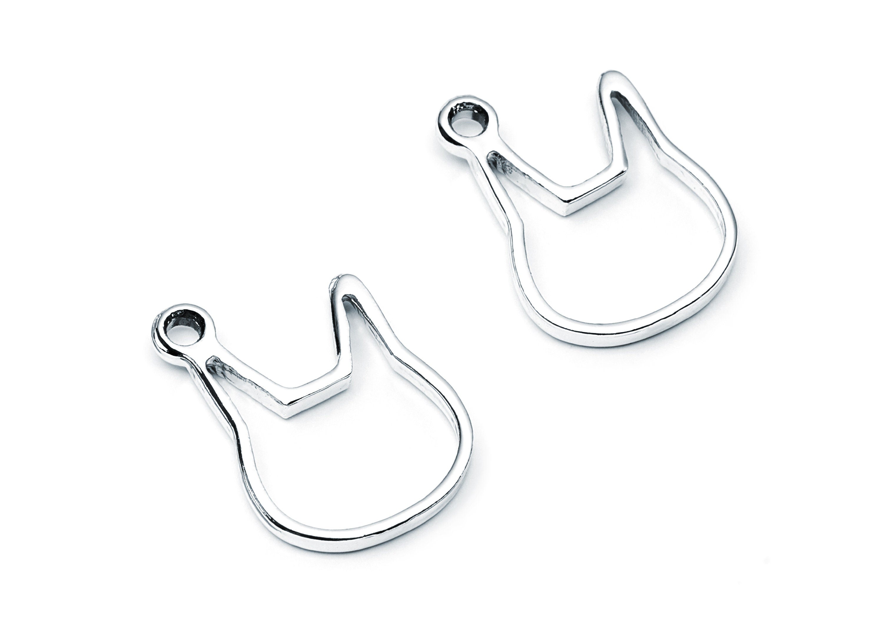 Cat Shaped Charms- Zinc Alloy Earring Finding - Nickel / Silver Tone - Alloy Pendant for Necklace - 21,49x17,79x1,86mm - ZZ1217 - DOMEDBAZAAR