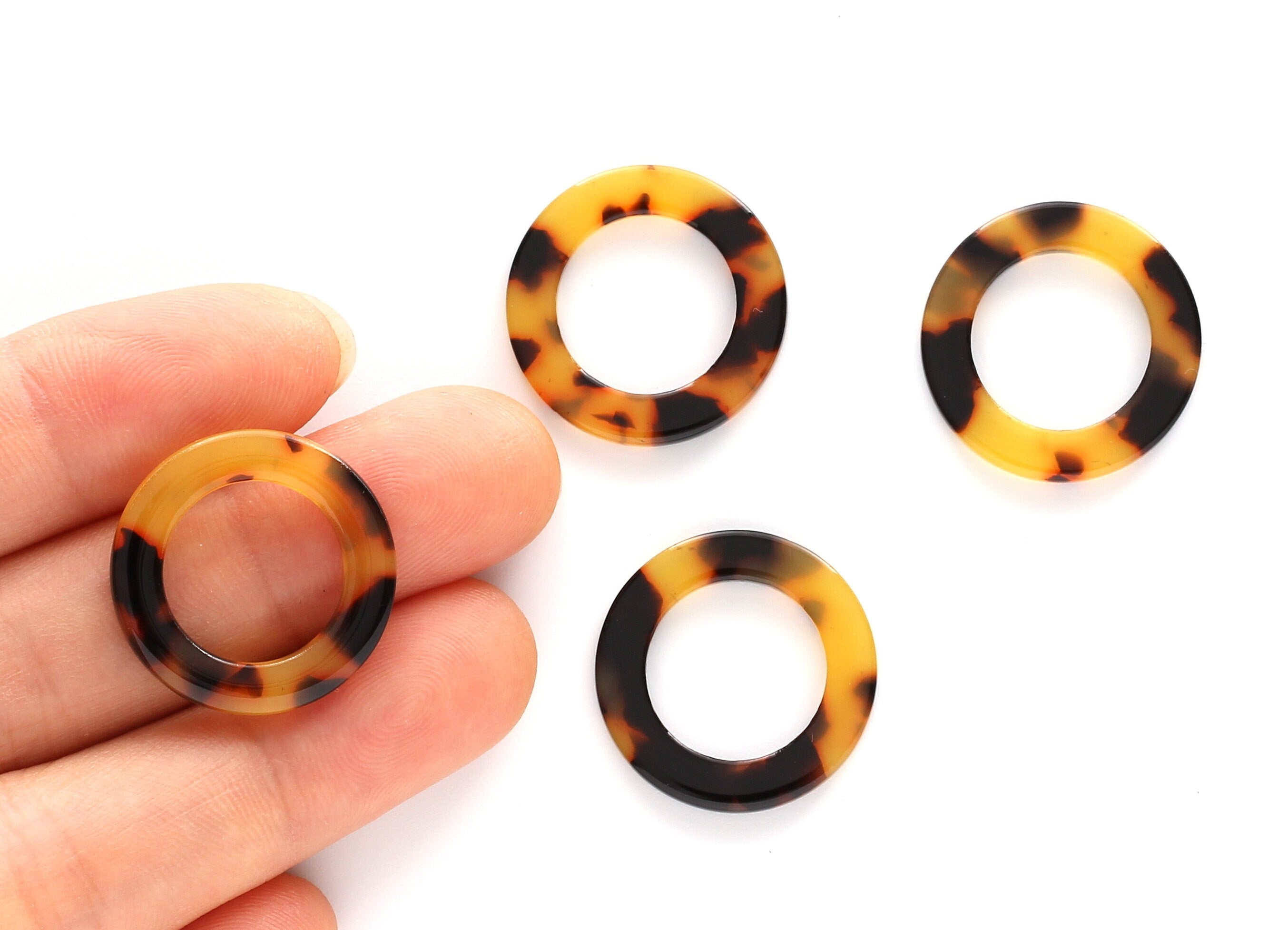 Acetate Circle Charms - Tortoise Shell Earrings - Circle Pendant - Jewelry Making Supplies - Color Code: A01 - 21.9x21.9x2.7mm - AC1112 - DOMEDBAZAAR