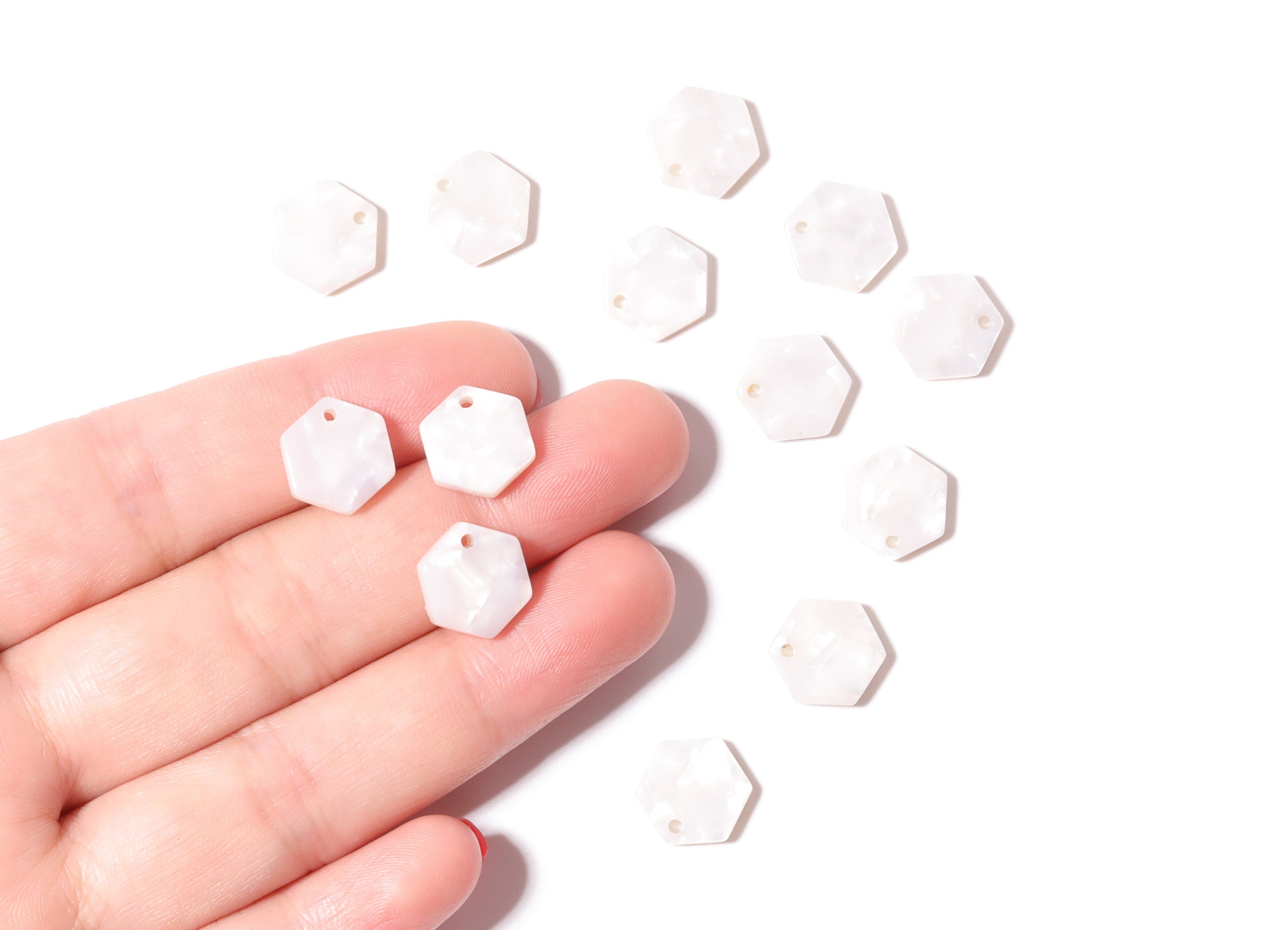 Acetate Hexagon Earring Charms - Hexagon Shaped Pendant - Earring Findings - Jewelry Supplies - Color Code: A12 - 12x11x2.56mm - AC1121D - DOMEDBAZAAR
