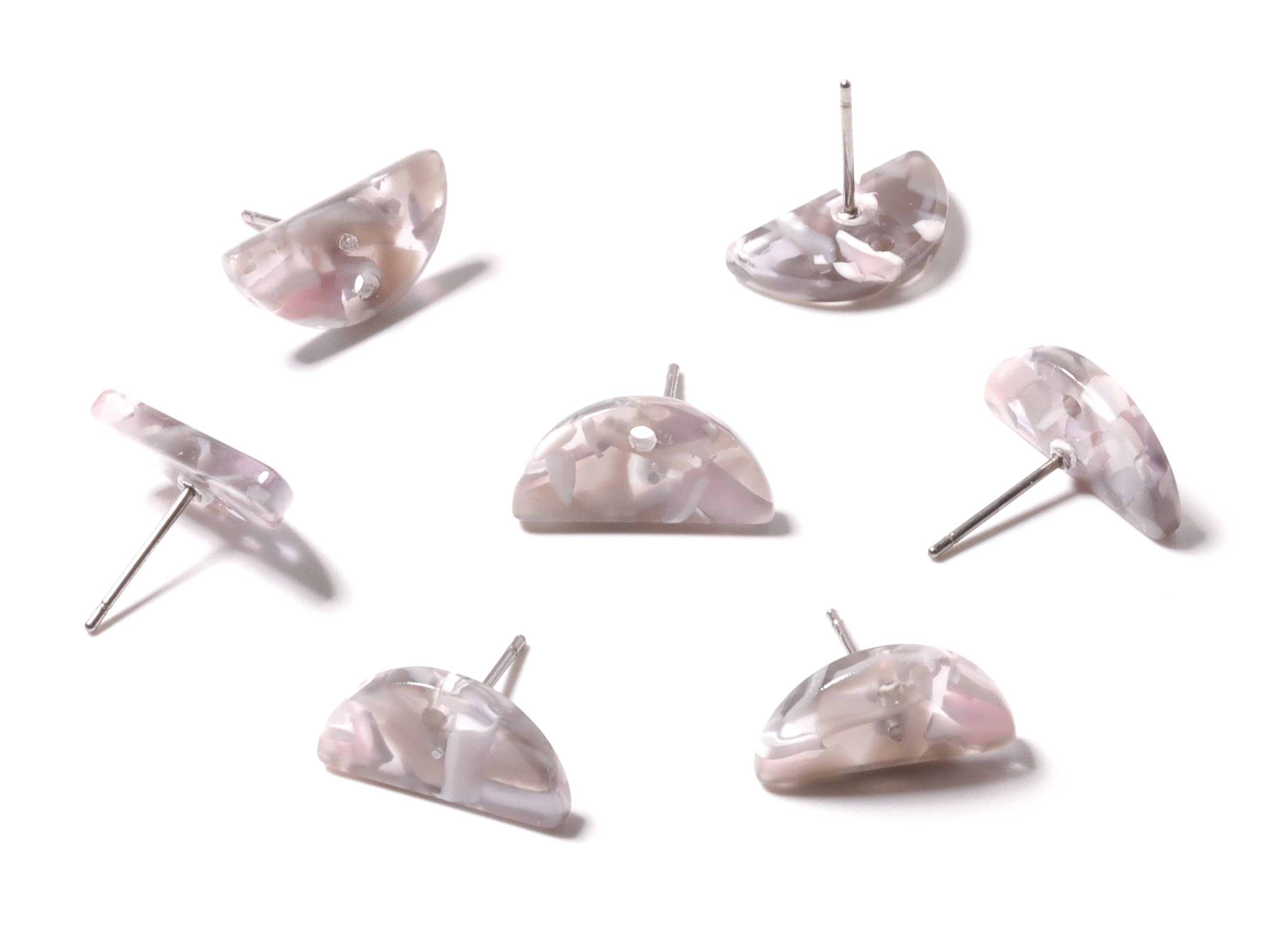 Acetate Semi circle Earring Post - Acetate D Earring Stud - Earring Post - Jewelry Supplies - Color Code: A20 - 15.66x7.9x2.7mm - AC1191D - DOMEDBAZAAR
