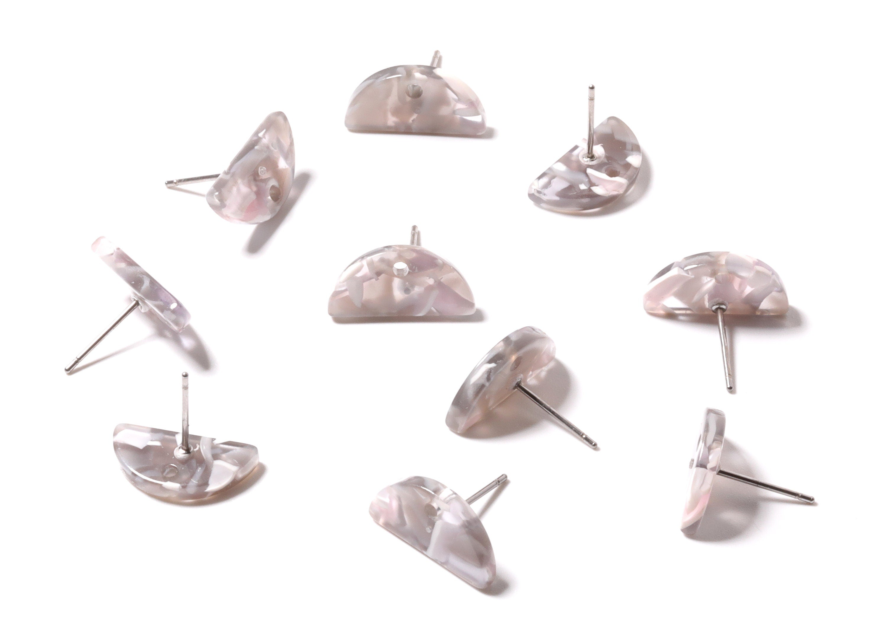 Acetate Semi circle Earring Post - Acetate D Earring Stud - Earring Post - Jewelry Supplies - Color Code: A20 - 15.66x7.9x2.7mm - AC1191D - DOMEDBAZAAR