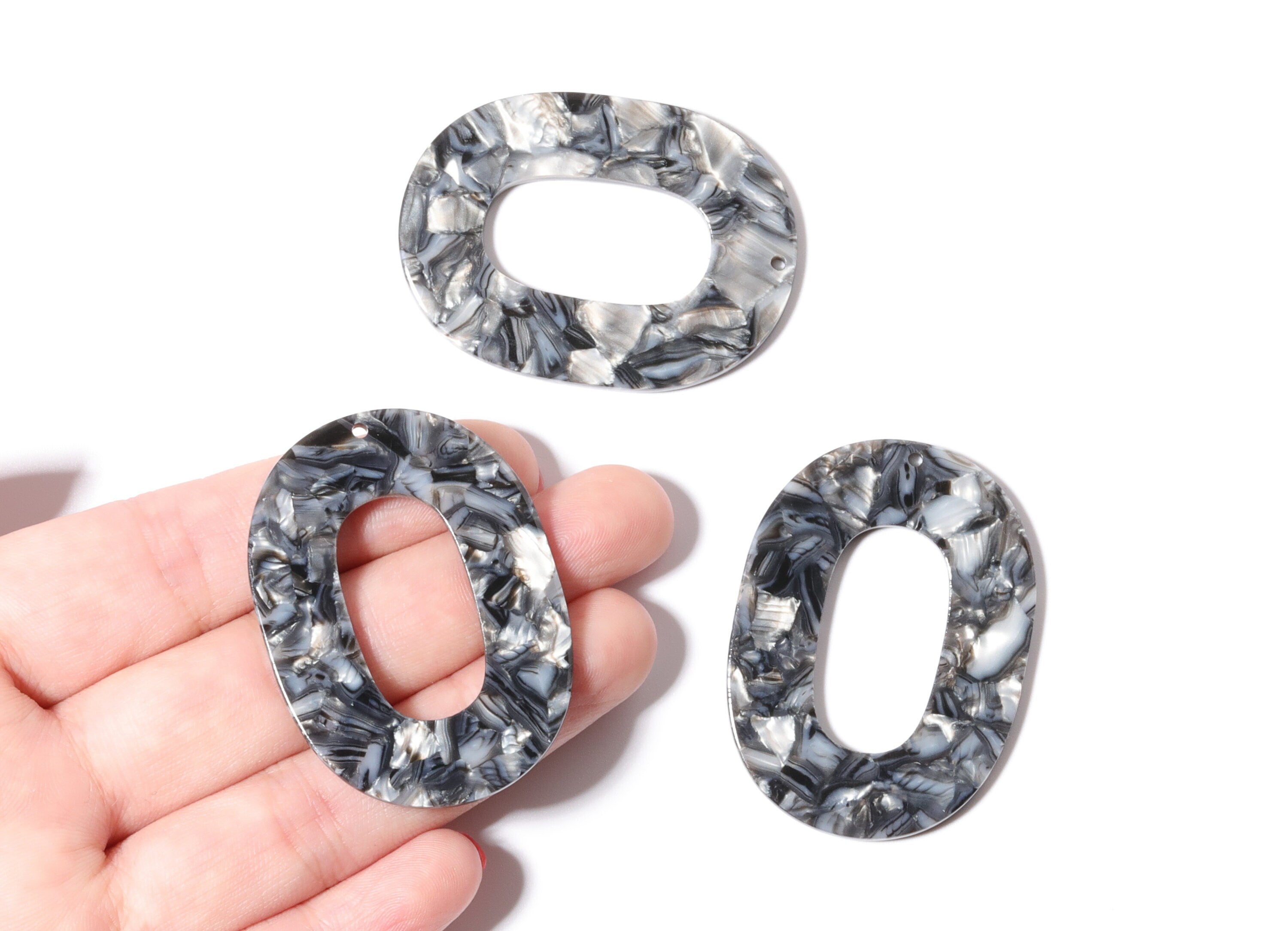 Acetate Oval Charms - Oval Earrings and Pendant - Earring Findings - Jewelry Supplies - Color Code: A91 - 47x34.9x2.5mm - AC1065P - DOMEDBAZAAR