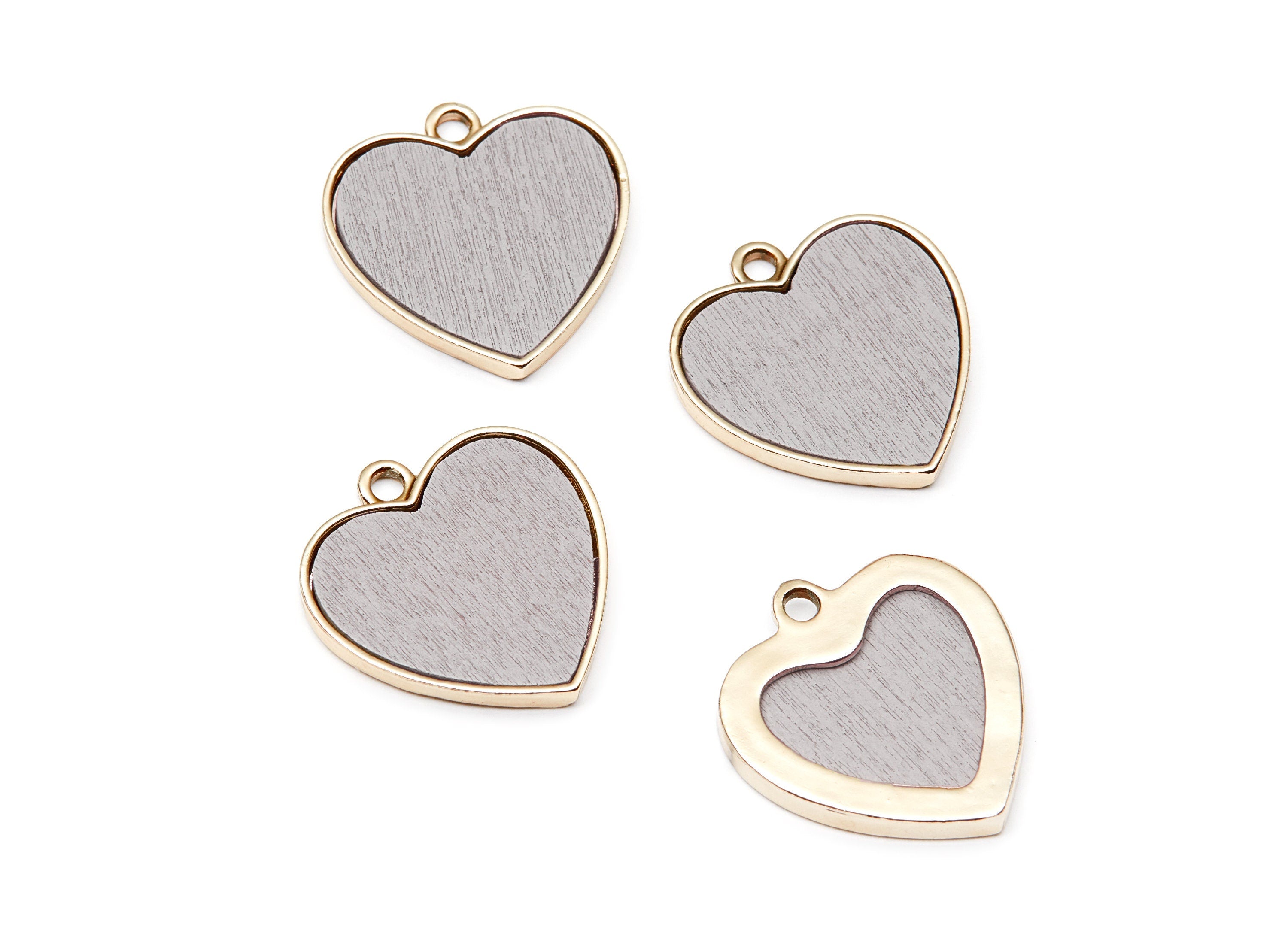 Heart Shaped Charms- Zinc Alloy Earring Findings - Gold Tone Connector - Alloy Pendant for Necklace - 25,6x24,1x2,78mm - ZZ1234C - DOMEDBAZAAR