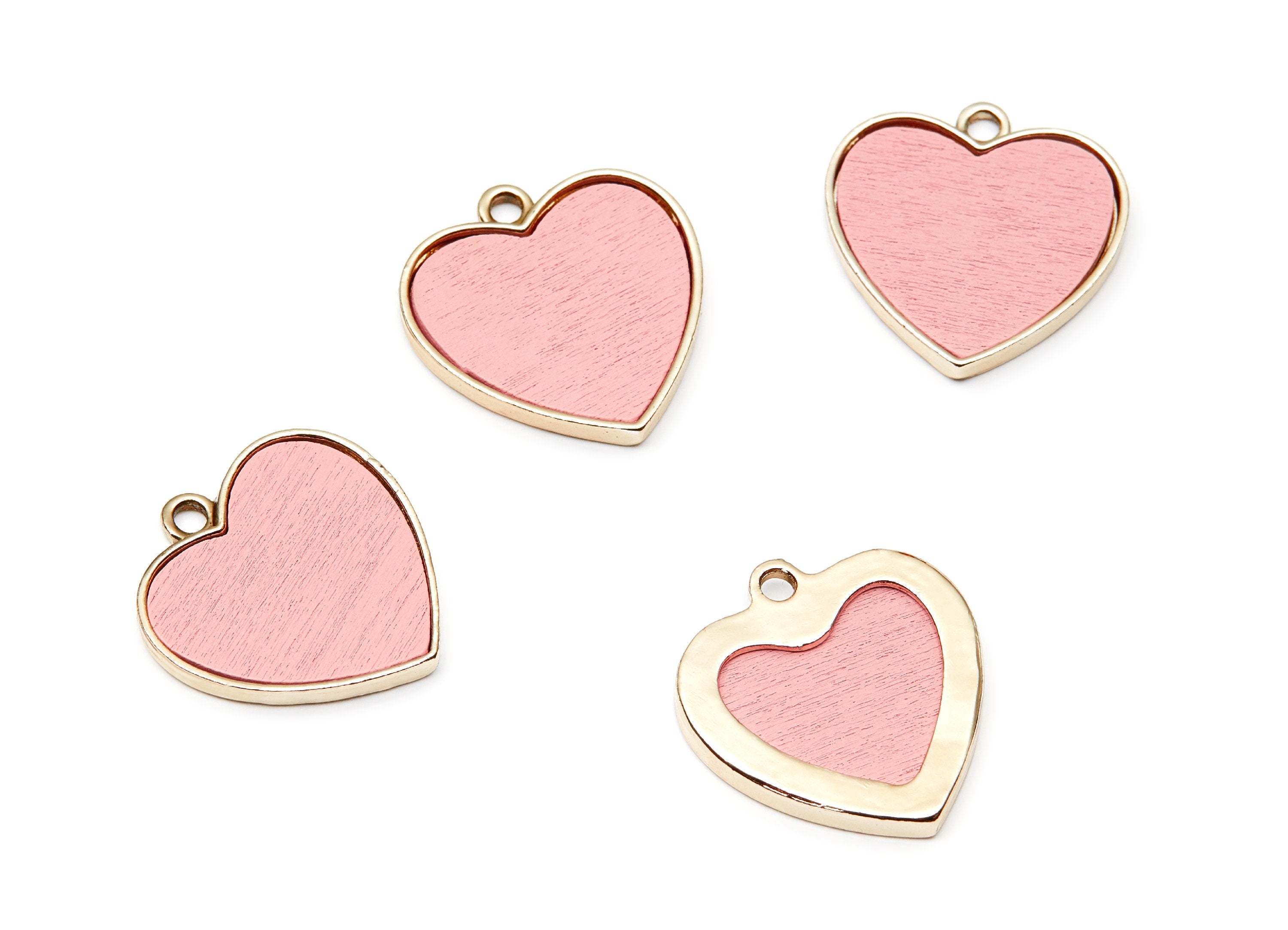 Heart Shaped Charms- Zinc Alloy Earring Findings - Gold Tone Connector - Alloy Pendant for Necklace - 25,6x24,1x2,78mm - ZZ1234A - DOMEDBAZAAR