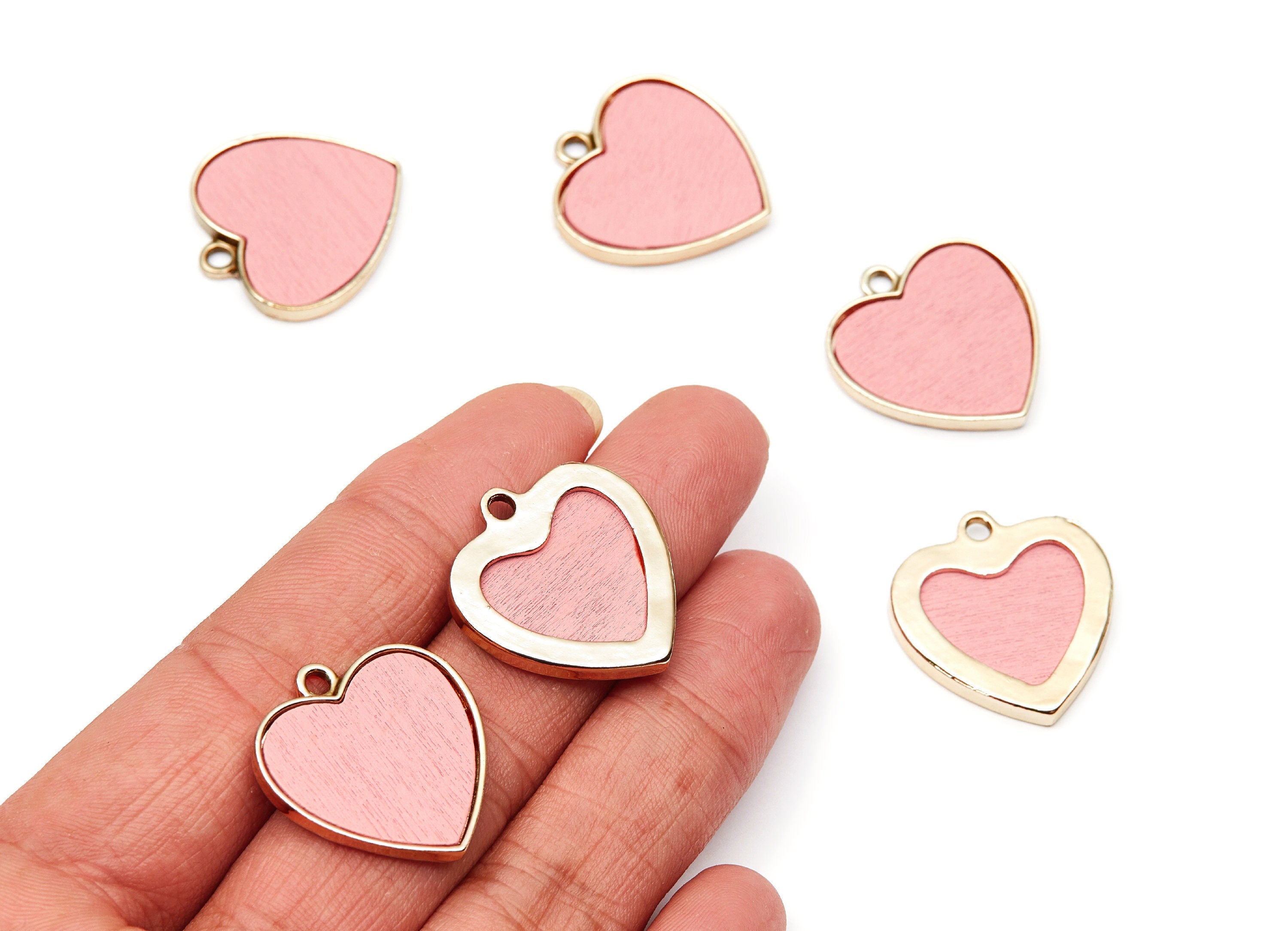 Heart Shaped Charms- Zinc Alloy Earring Findings - Gold Tone Connector - Alloy Pendant for Necklace - 25,6x24,1x2,78mm - ZZ1234A - DOMEDBAZAAR