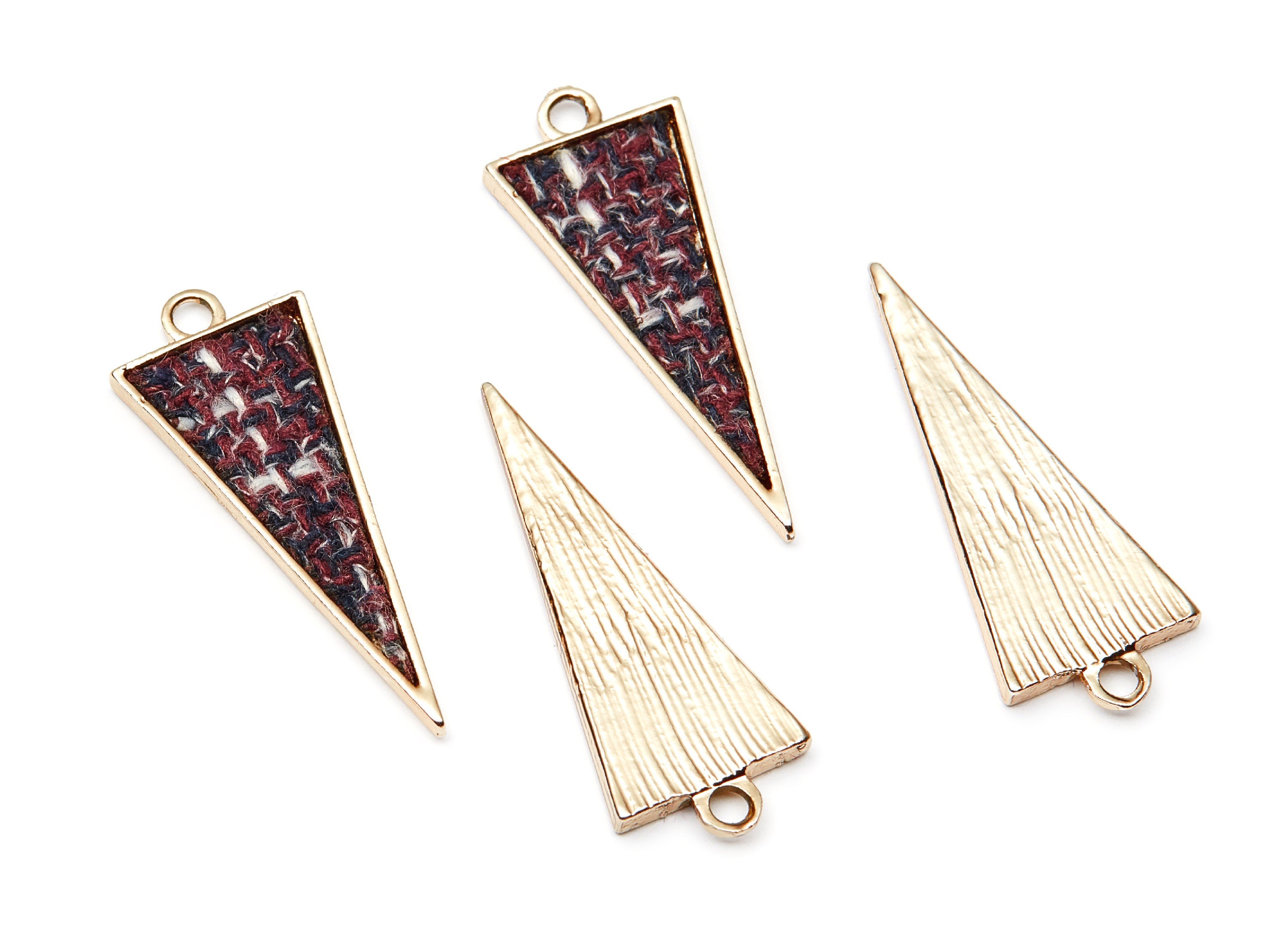 Triangle Shaped Charms- Zinc Alloy Earring Findings - Gold Tone Connector - Alloy Pendant for Necklace - 37,68x14,5x2,38mm - ZZ1228 - DOMEDBAZAAR