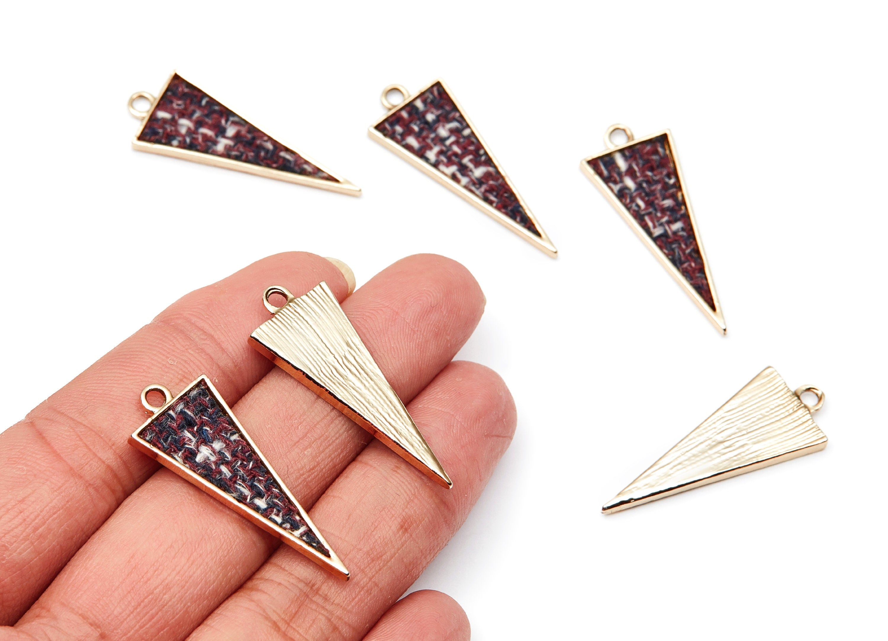 Triangle Shaped Charms- Zinc Alloy Earring Findings - Gold Tone Connector - Alloy Pendant for Necklace - 37,68x14,5x2,38mm - ZZ1228 - DOMEDBAZAAR