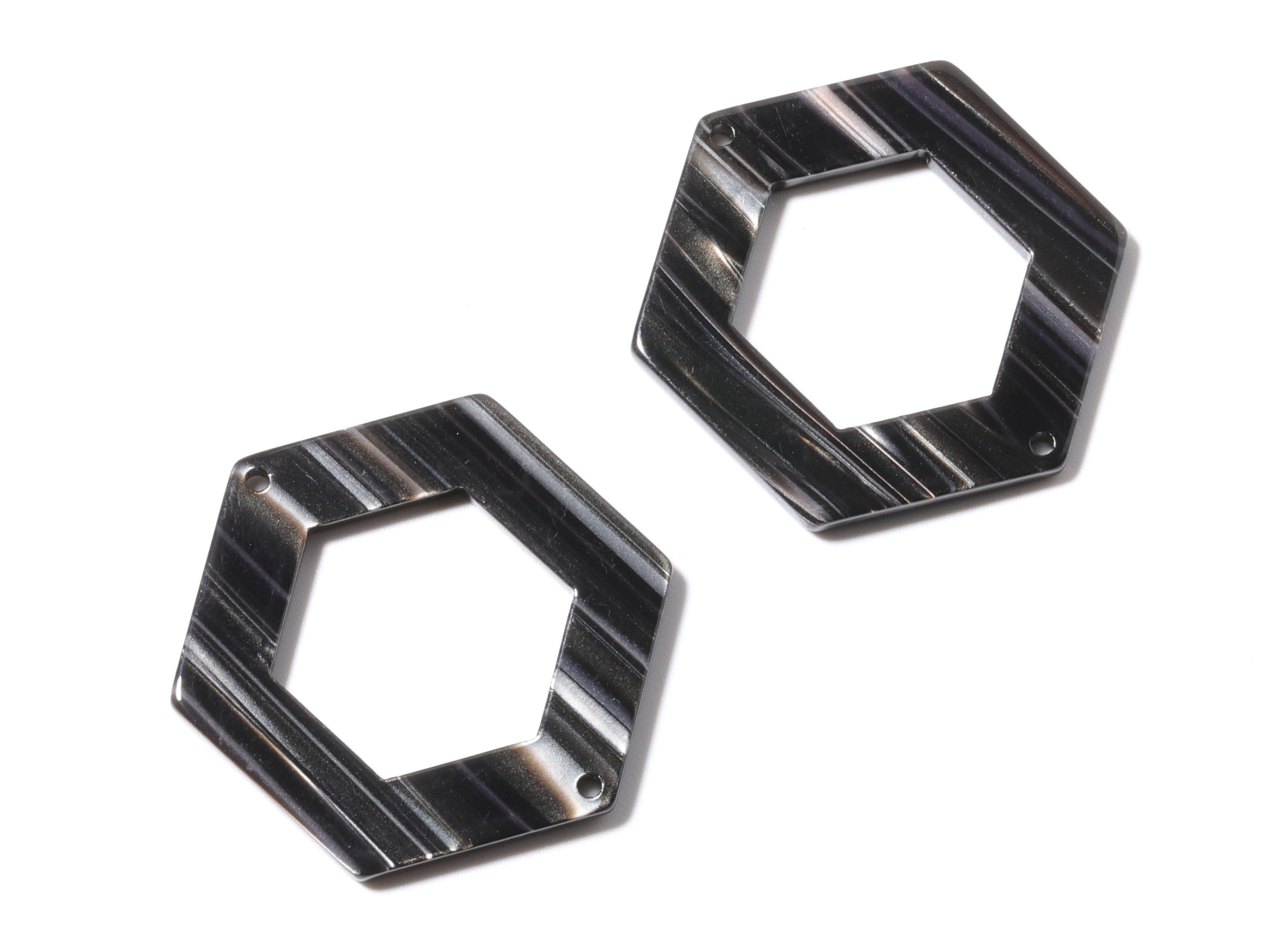 Acetate Hexagon Connectors - 2 Holes - Hexagon Earrings and Charms - Earring Findings - Color Code: A76 - 35x32x2.5mm - AC1056AA - DOMEDBAZAAR