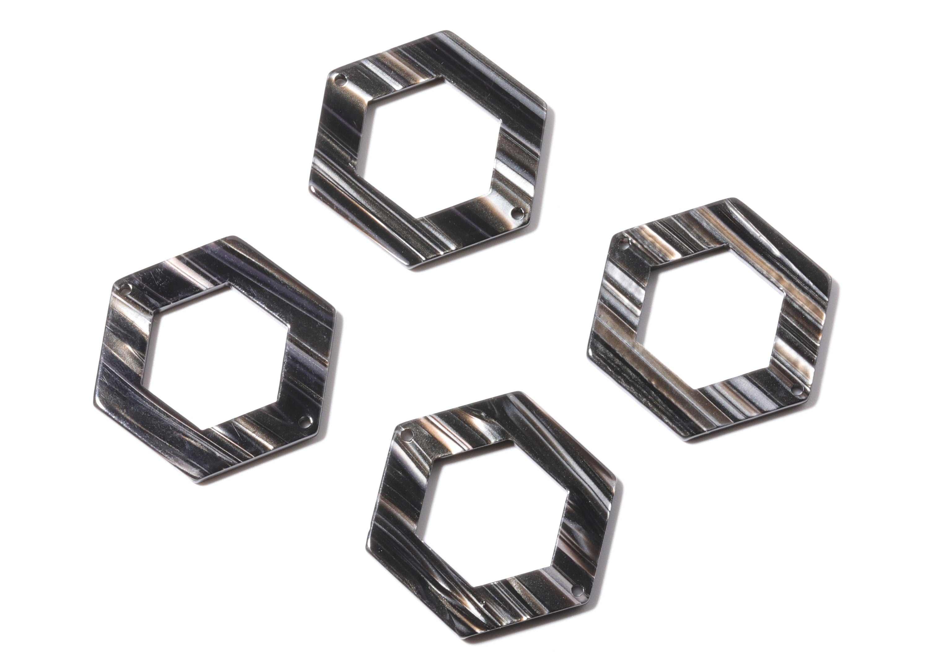 Acetate Hexagon Connectors - 2 Holes - Hexagon Earrings and Charms - Earring Findings - Color Code: A76 - 35x32x2.5mm - AC1056AA - DOMEDBAZAAR