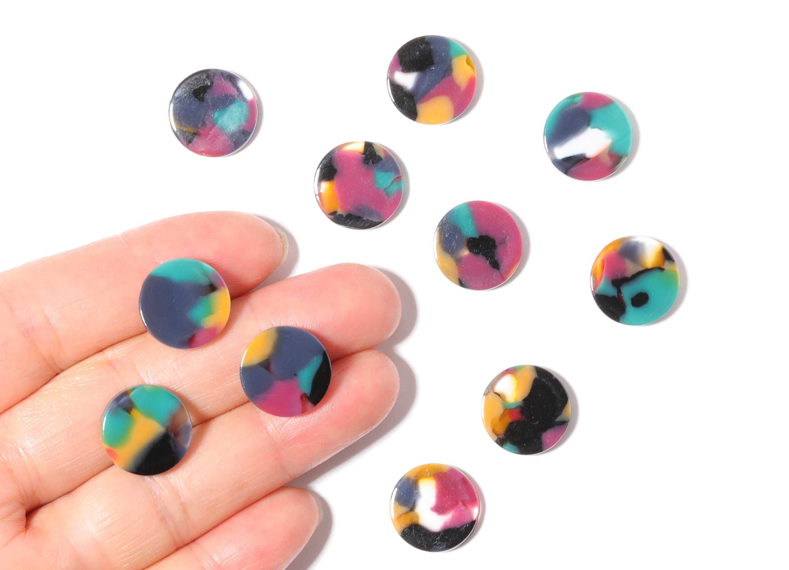 Acetate Coin & Round Charms - Coin and Round Earrings and Pendant - Earring Findings - Color Code: A25 - 14.5x2.5mm - AC1064V - DOMEDBAZAAR