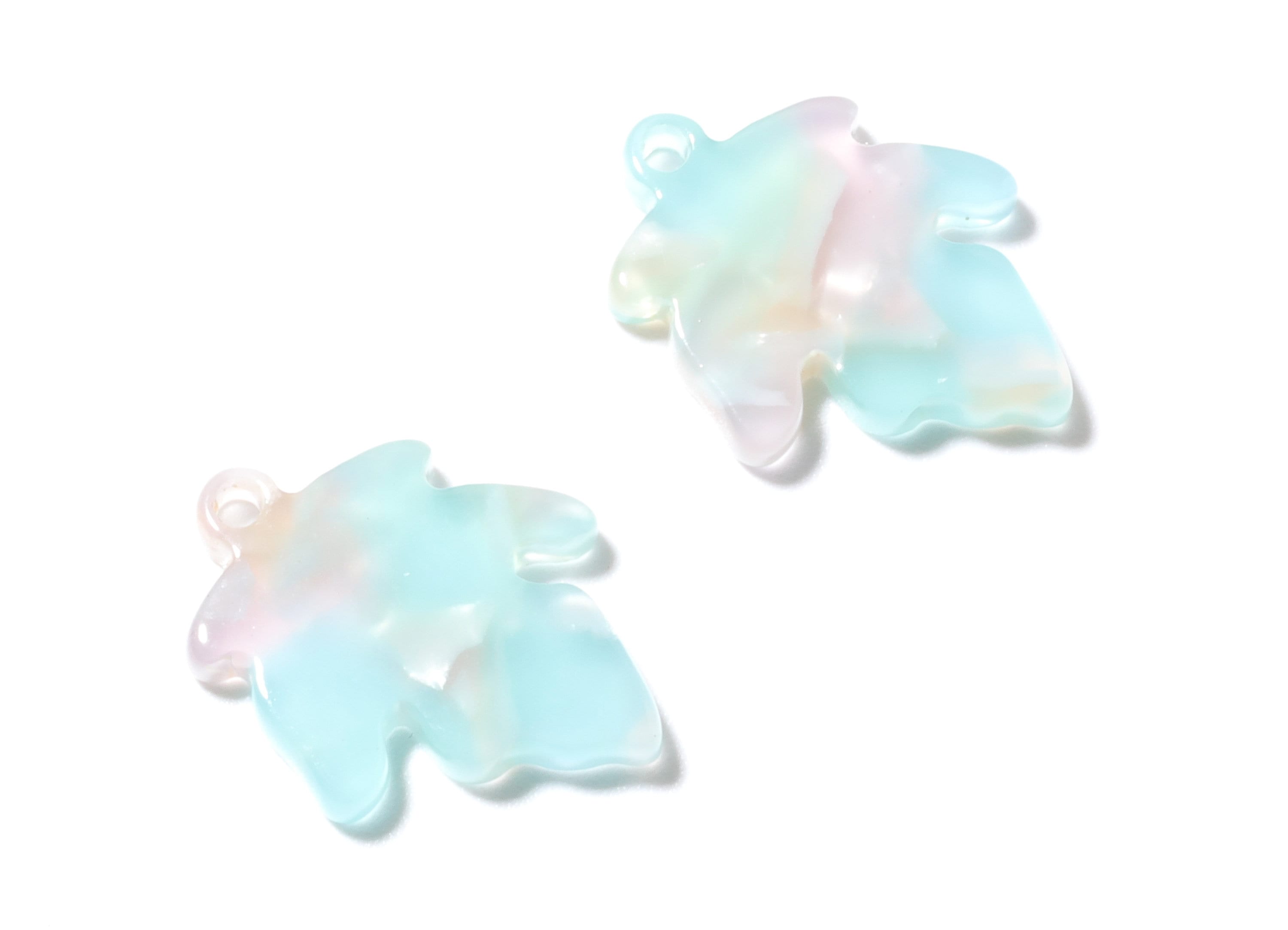 Acetate Leaf Charms - Leaf Earrings and Pendant - Earring Findings - Jewelry Supplies - 18.24x13.8x2.73mm - AC1074D - DOMEDBAZAAR