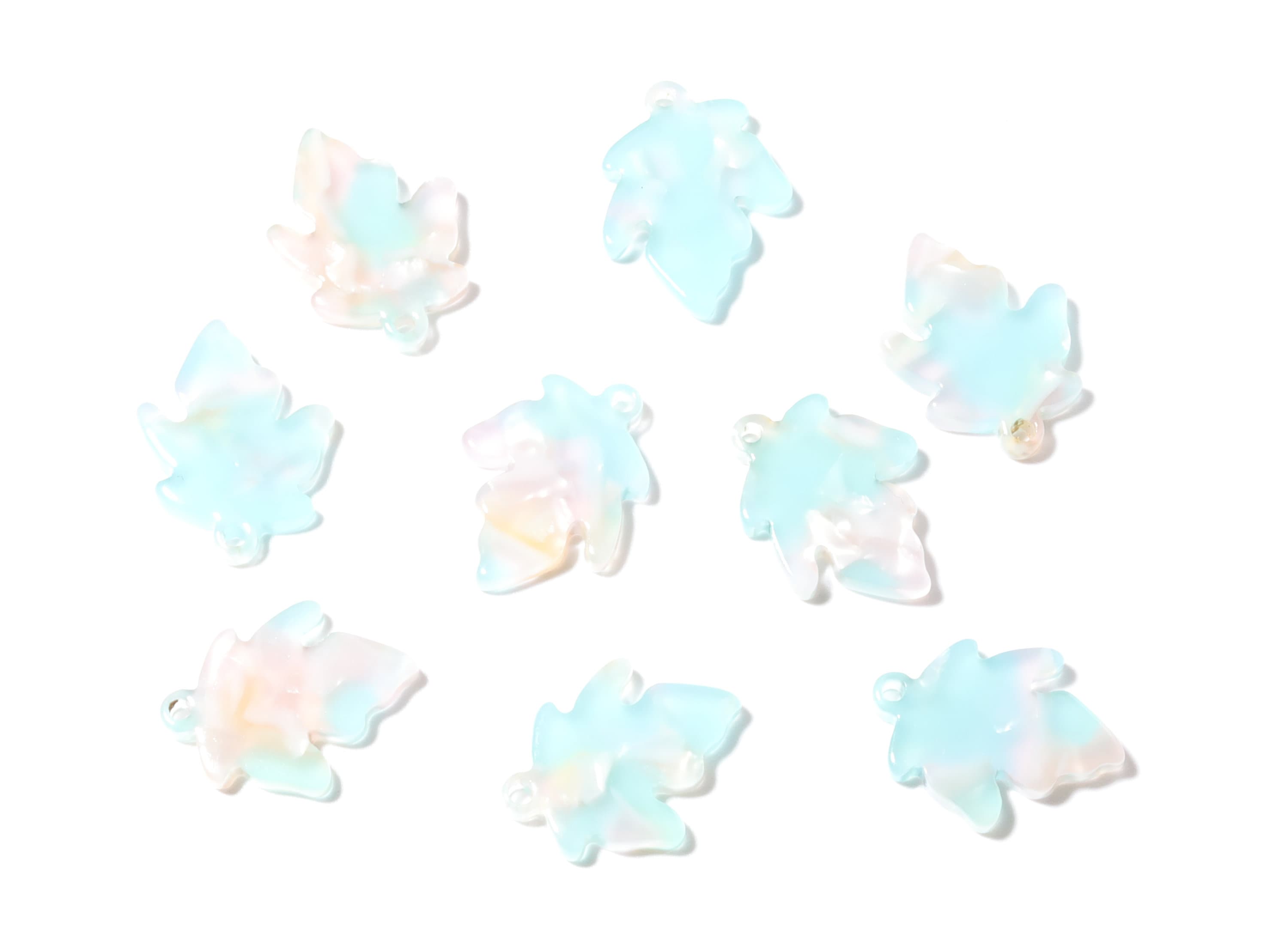 Acetate Leaf Charms - Leaf Earrings and Pendant - Earring Findings - Jewelry Supplies - 18.24x13.8x2.73mm - AC1074D - DOMEDBAZAAR