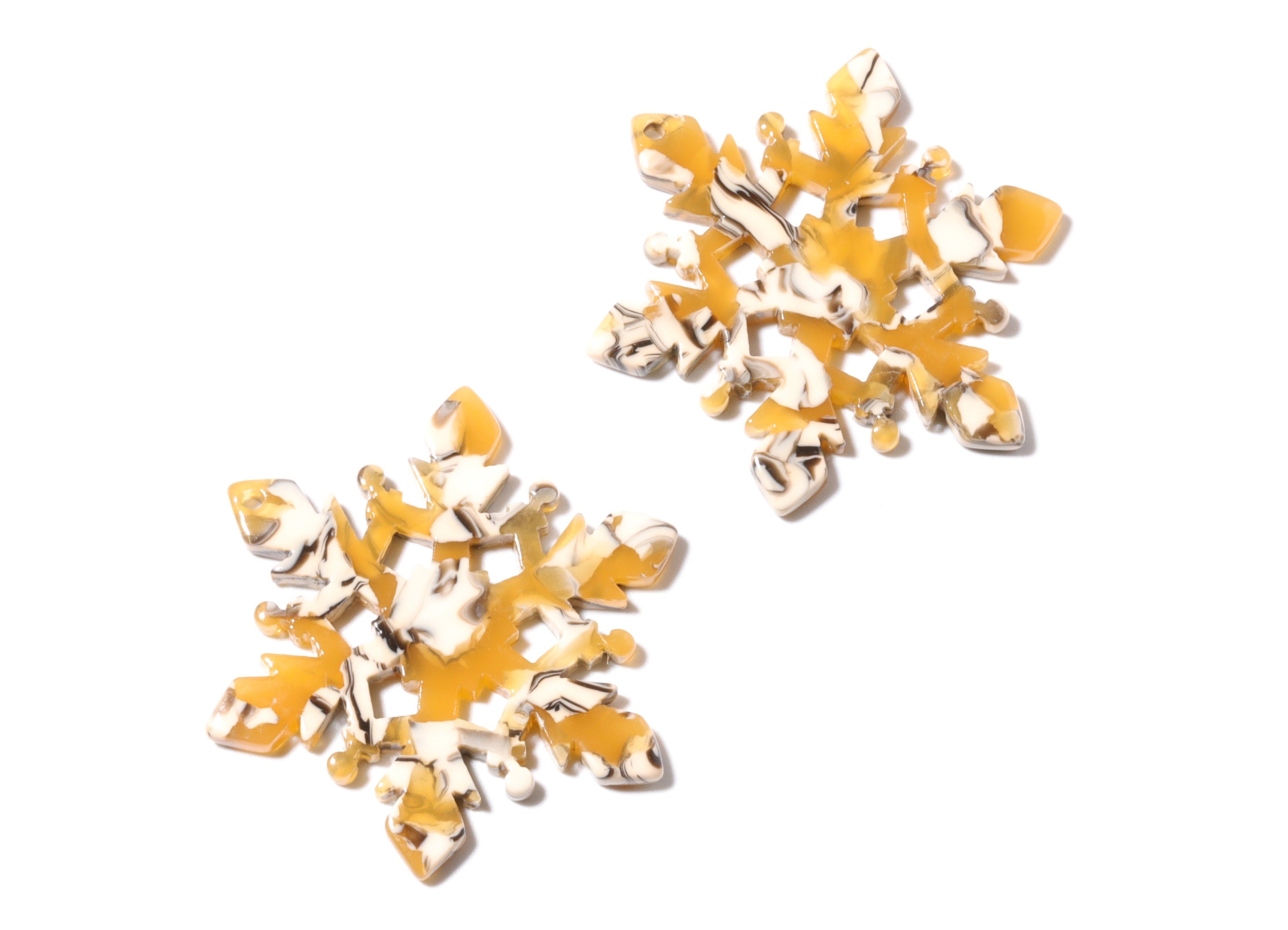 Acetate Snowflake Earring Charm - Acrylic Snowflake Pendant - Earring Findings - Jewelry Supplies - Color Code: A14 - 41x35x2.6mm - AC1198F - DOMEDBAZAAR