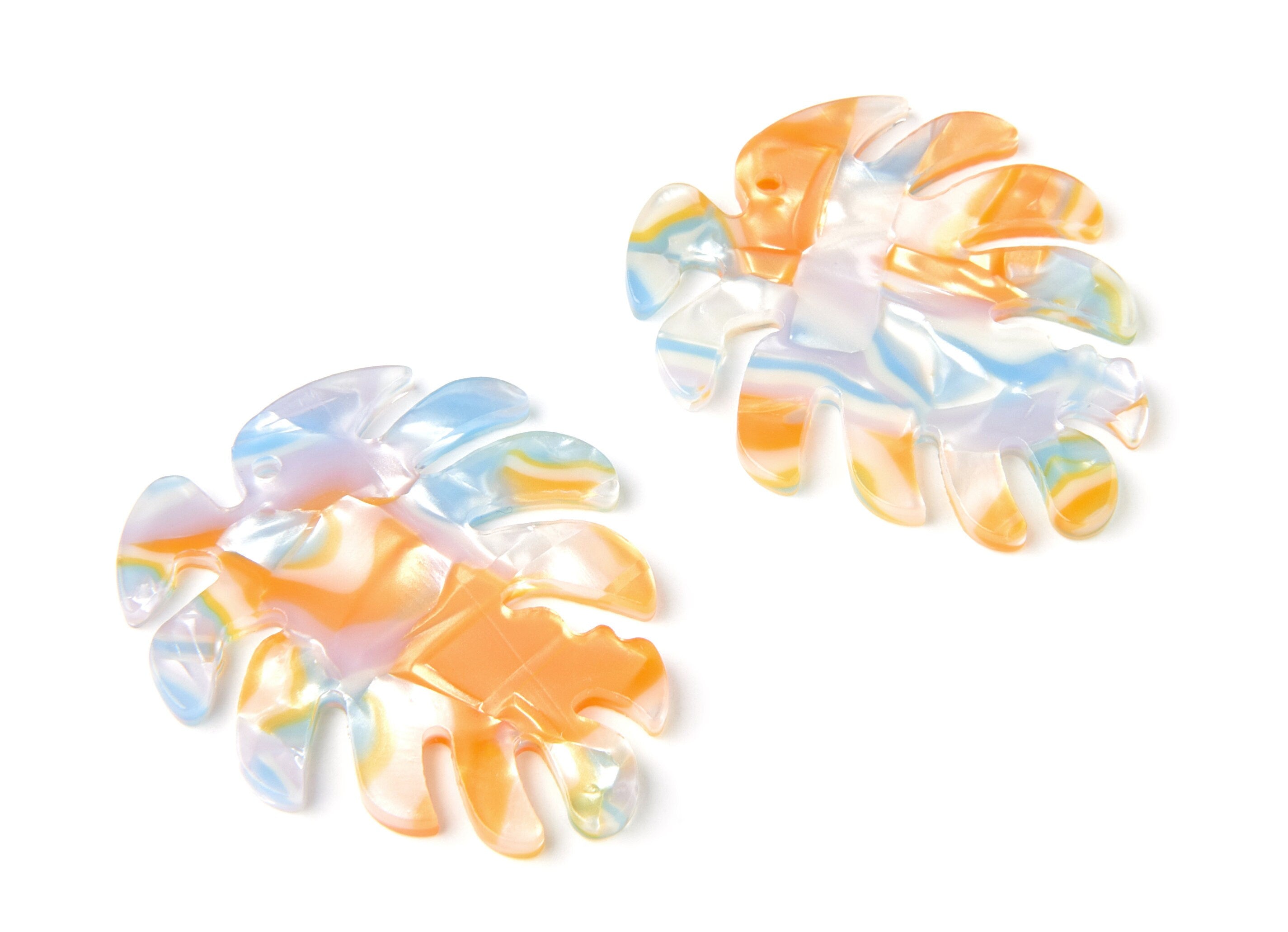 Acetate Leaf Earring Charms - Monstera Leaf Pendant - Earring Findings - Jewelry Supplies - 45.15x38x2.38mm - AC1199B - DOMEDBAZAAR