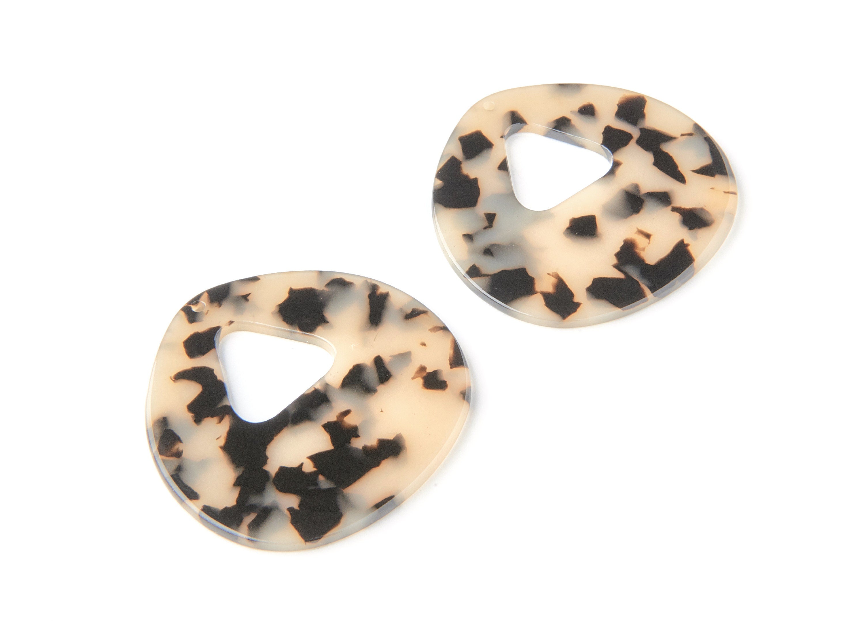 Acetate Acrylic Earring Charms - Blonde Tortoise Shell Earrings - Unique Shaped Pendant - Color Code: A08 - 47.2x48.7x2.54mm - AC1200D - DOMEDBAZAAR