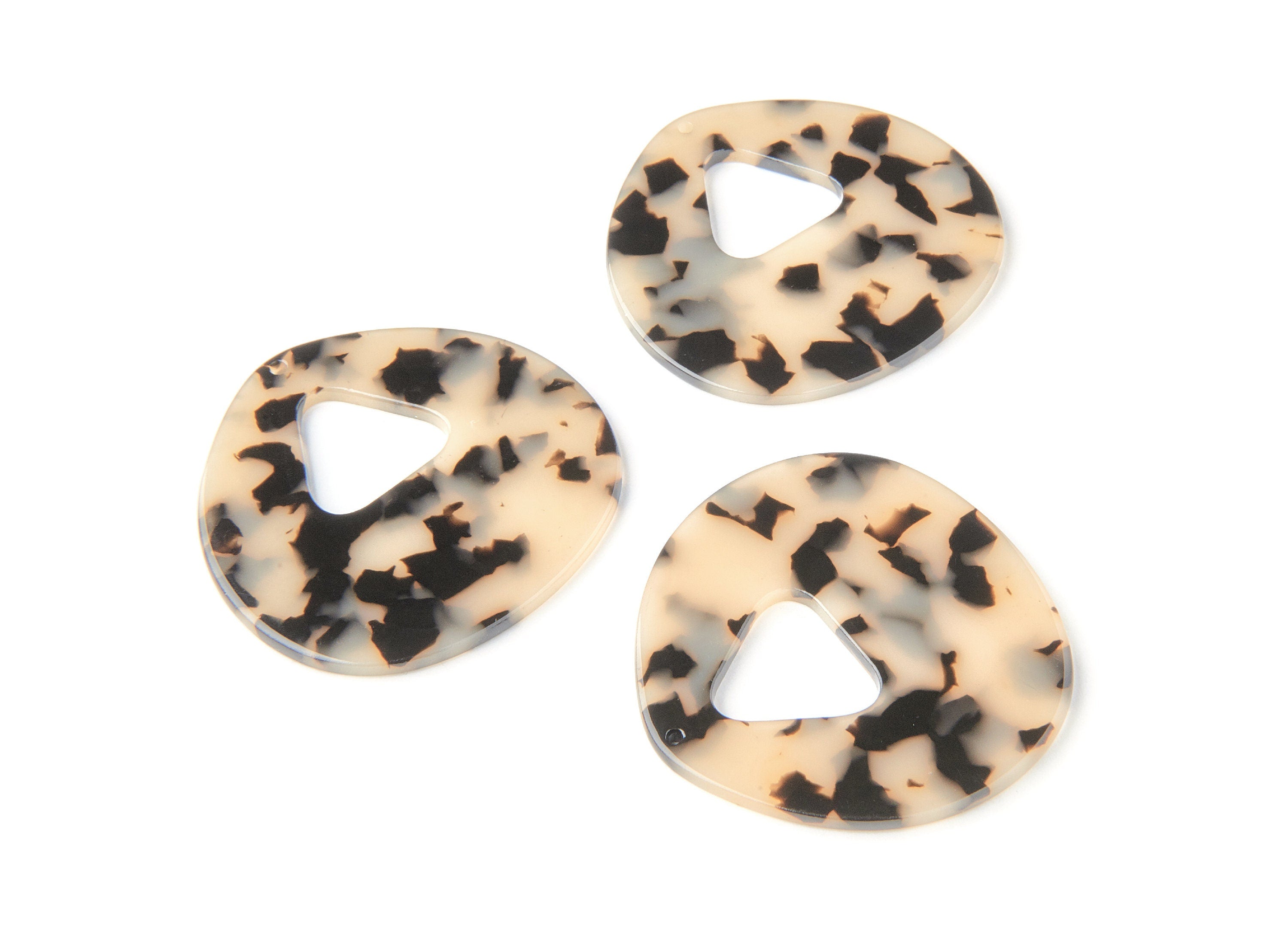 Acetate Acrylic Earring Charms - Blonde Tortoise Shell Earrings - Unique Shaped Pendant - Color Code: A08 - 47.2x48.7x2.54mm - AC1200D - DOMEDBAZAAR