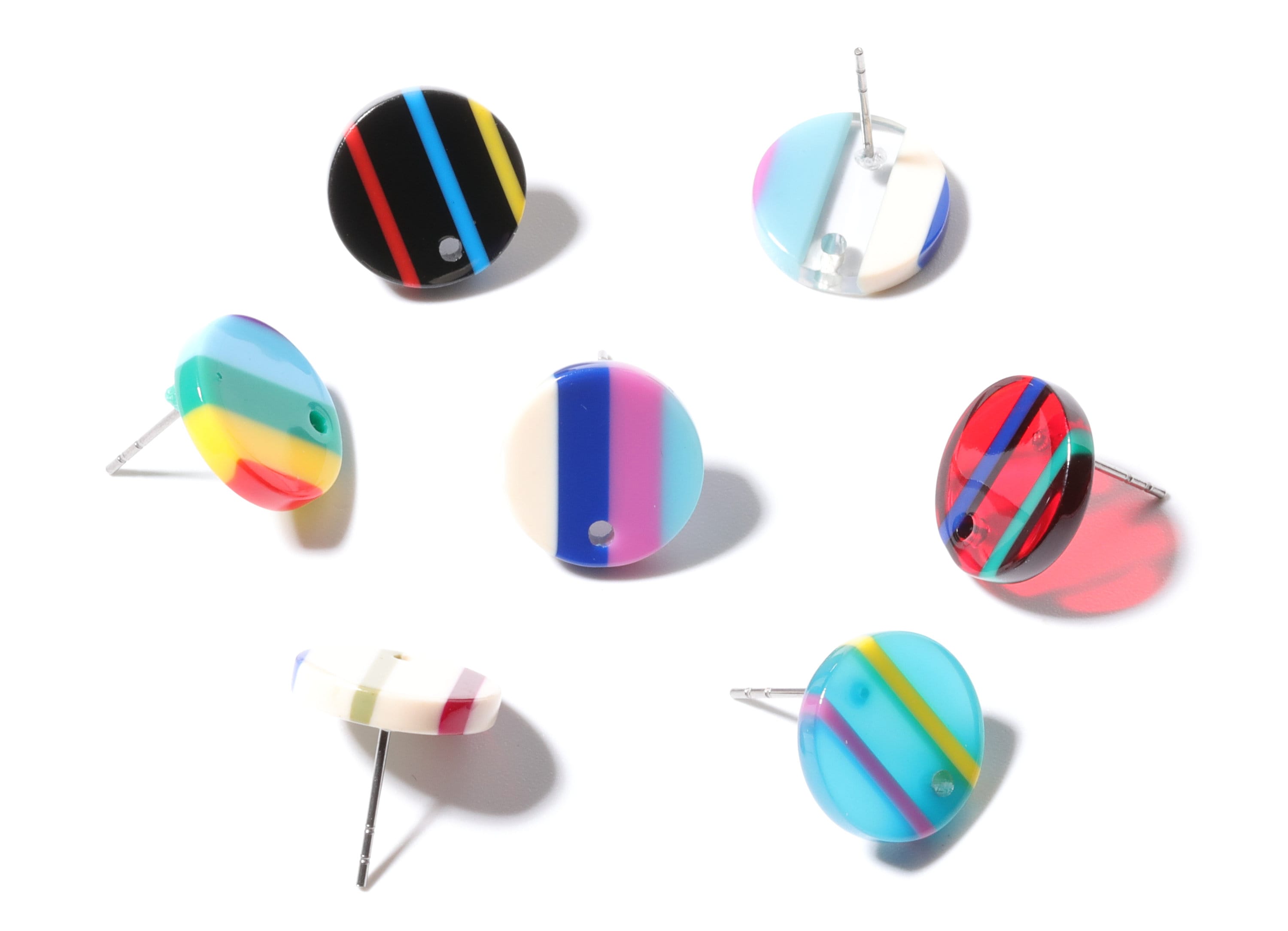 Acetate Round Earring Post - Circle Earring Stud - Earring Post - Jewelry Supplies - 13.5x13.5x2.65mm - AC1204A - DOMEDBAZAAR