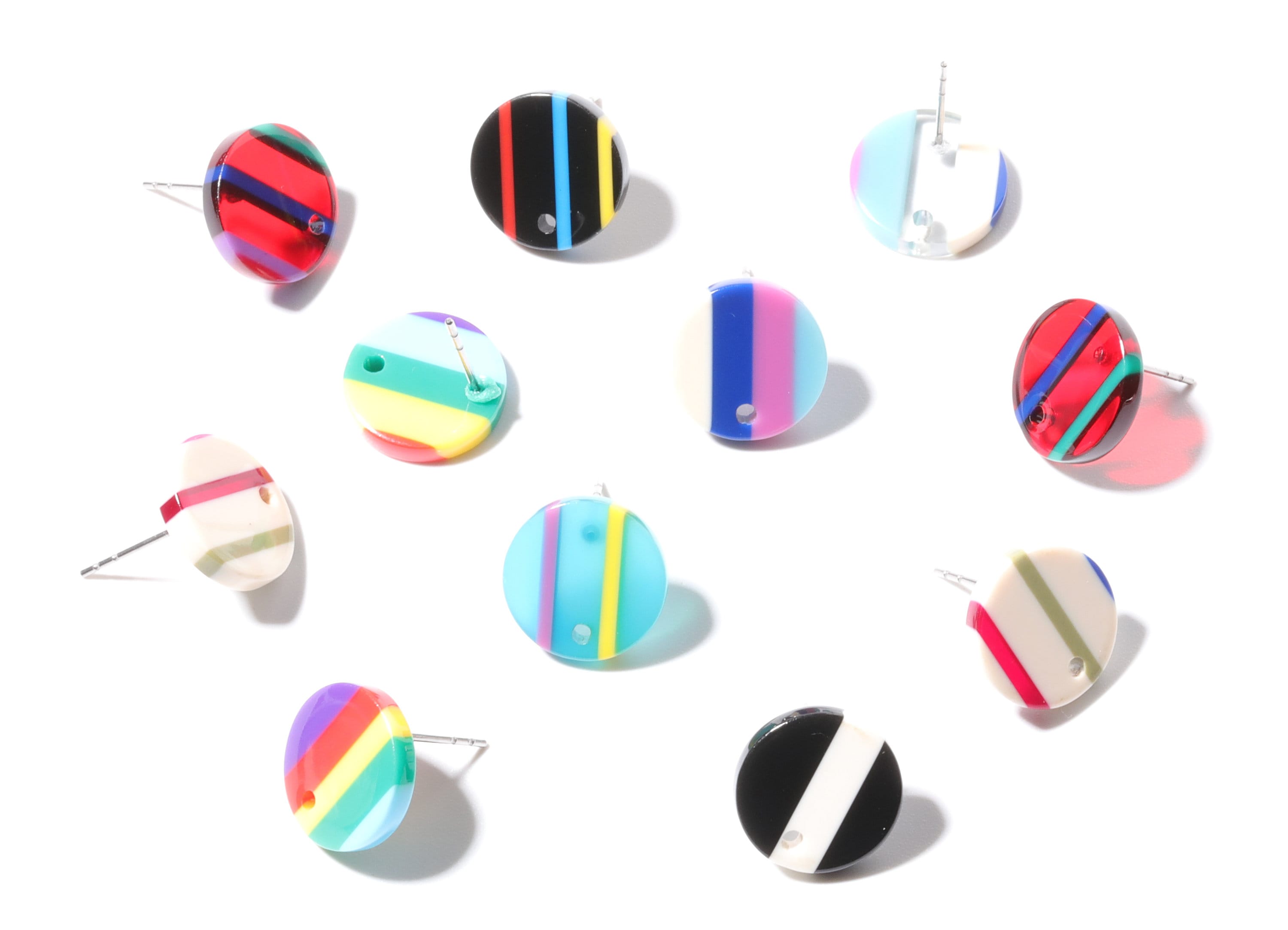 Acetate Round Earring Post - Circle Earring Stud - Earring Post - Jewelry Supplies - 13.5x13.5x2.65mm - AC1204A - DOMEDBAZAAR