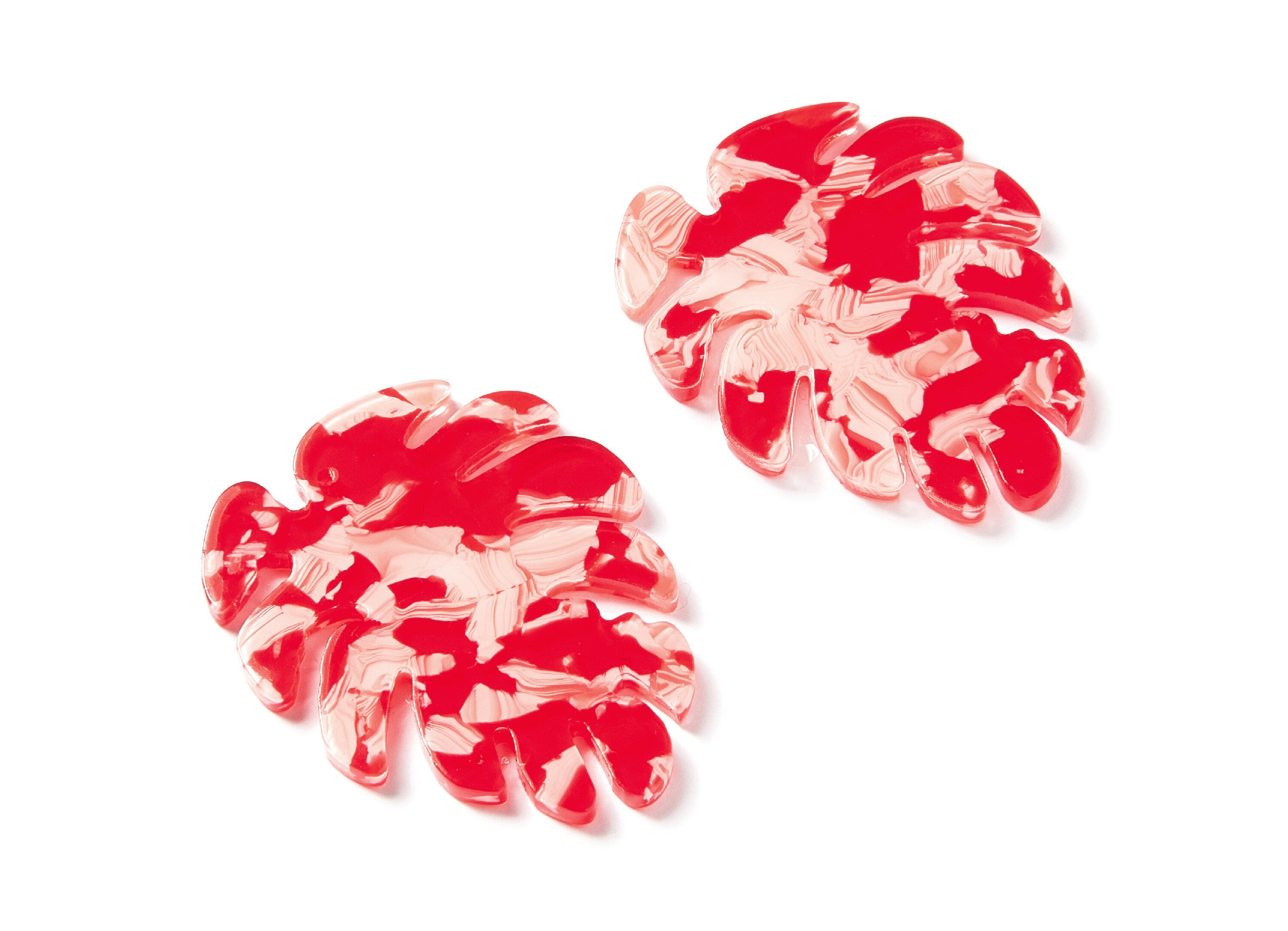 Acetate Leaf Earring Charms - Monstera Leaf Pendant - Earring Findings - Jewelry Supplies - 45.15x38x2.38mm - AC1199E - DOMEDBAZAAR