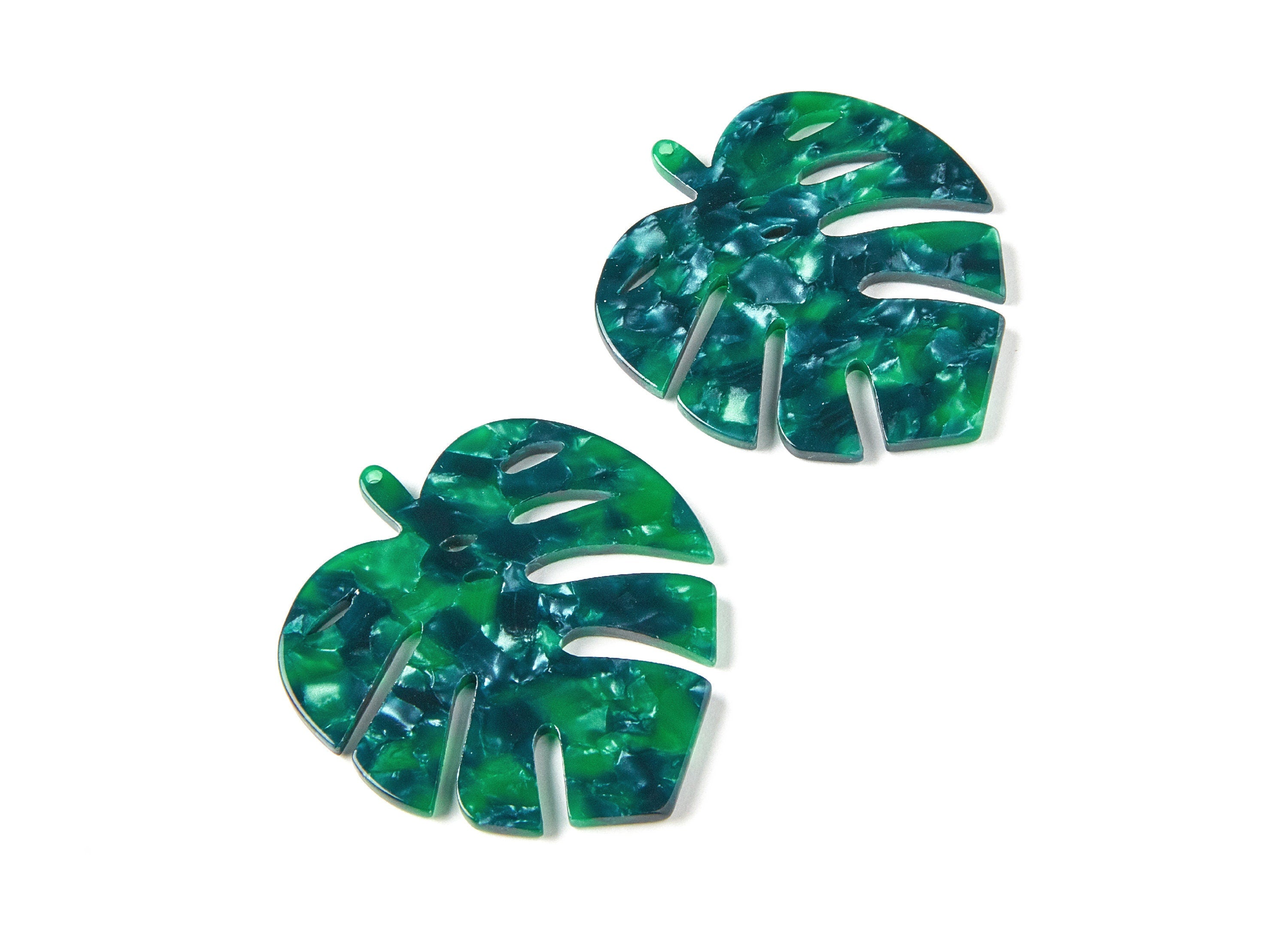Acetate Leaf Earring Charms - Monstera Leaf Pendant -Earring Findings - Jewelry Supplies - Color Code: A13 - 51.5x45.9x2.57mm - AC1210A - DOMEDBAZAAR