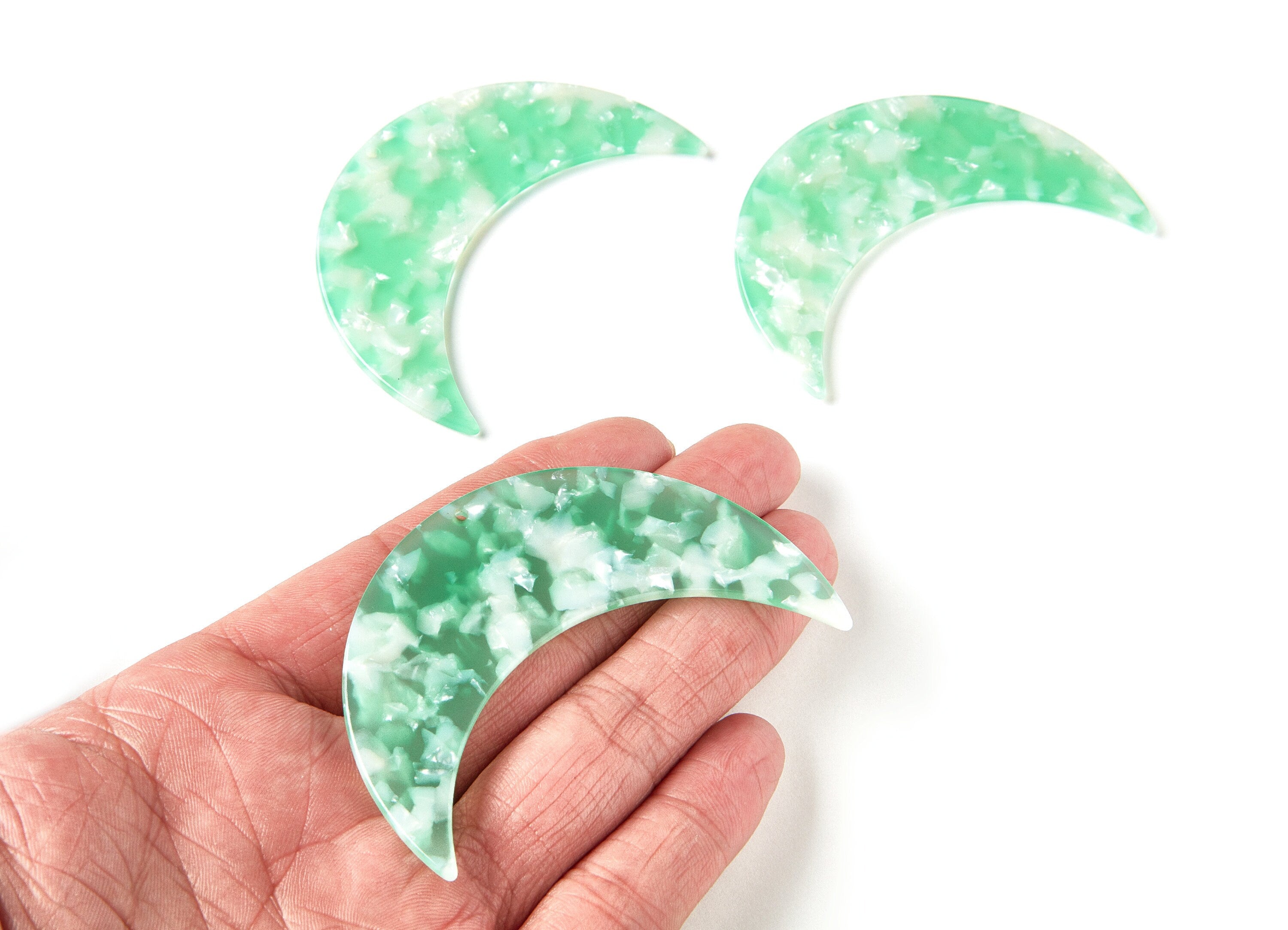 Moon Phases Wall Decor Moon Wall Hanging -  Acetate Acrylic Big Moon Shaped with 2 Holes - Color Code: A35 - 74,6x25,55x2,7mm - AC1232C2 - DOMEDBAZAAR