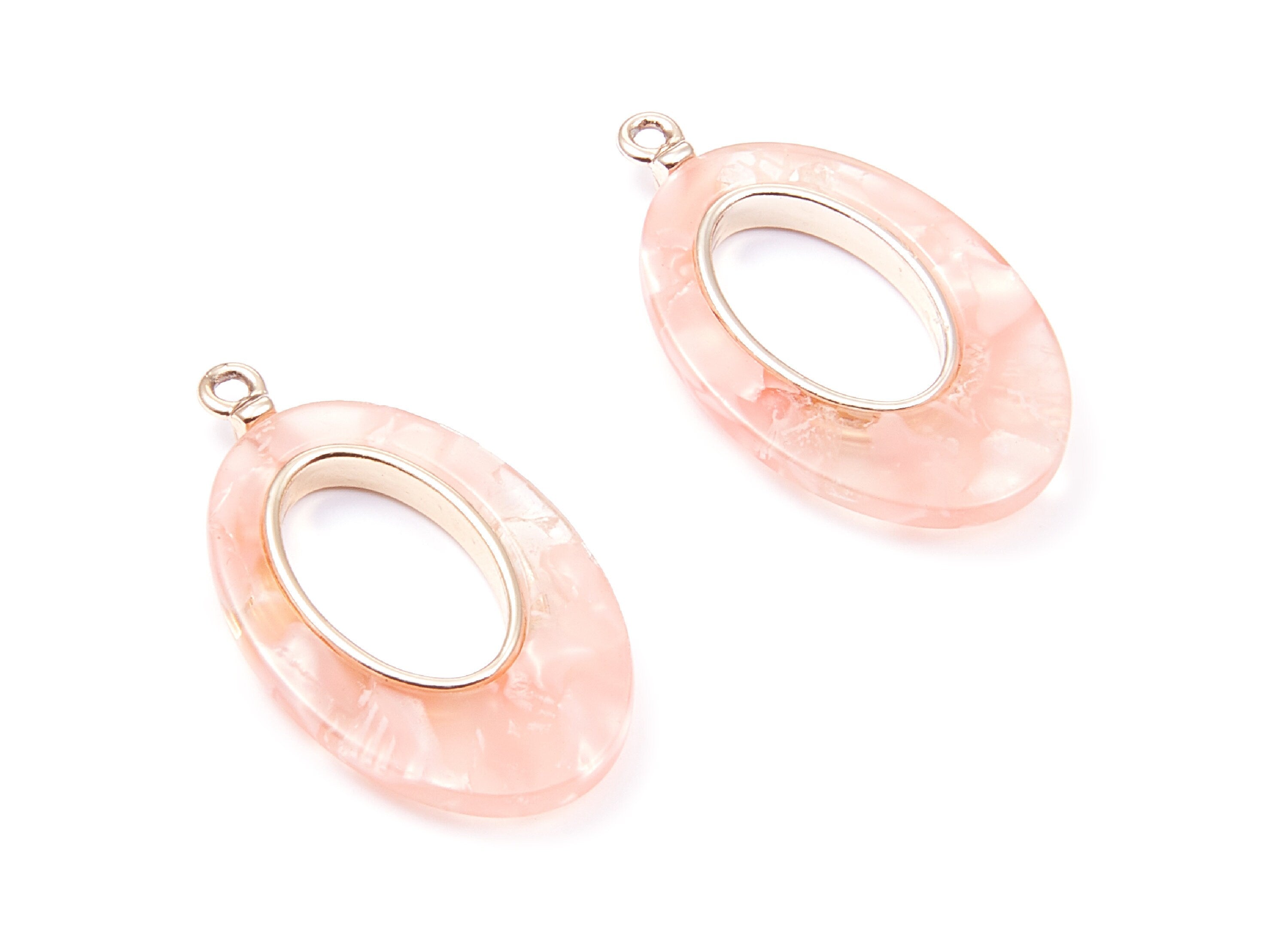 Alloy Frame Cellulose Acetate Charms - Acetate Acrylic Earring Charms - Marquise Shaped Pendant - 34.54x19.86x4.08mm - AC1183C - DOMEDBAZAAR