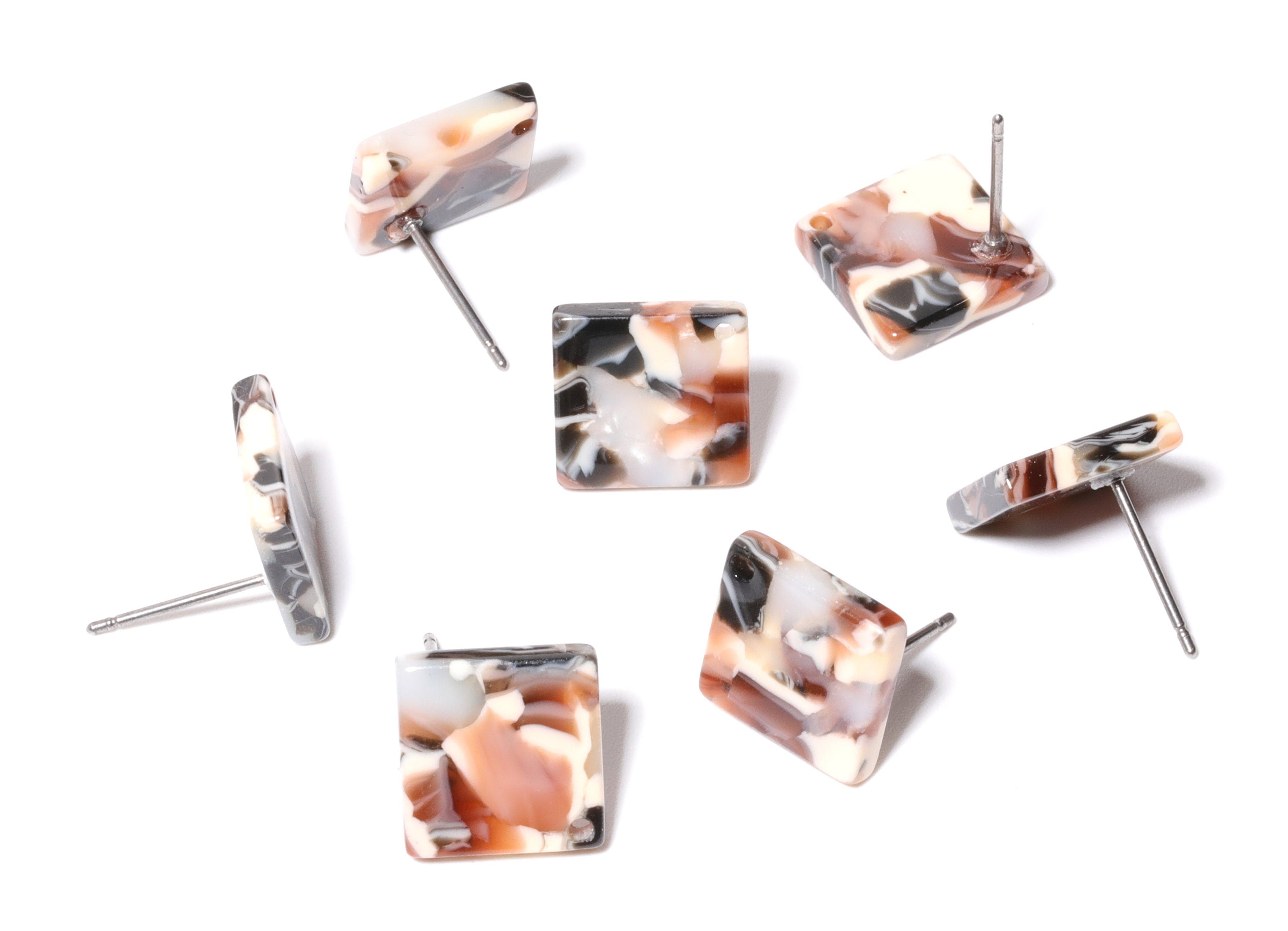 Acetate Square Earring Stud - Acetate Square Earring Post  - Earring Post - Jewelry Supplies - Color Code: A51 - 11.7x11.7x2.6mm - AC1140F - DOMEDBAZAAR