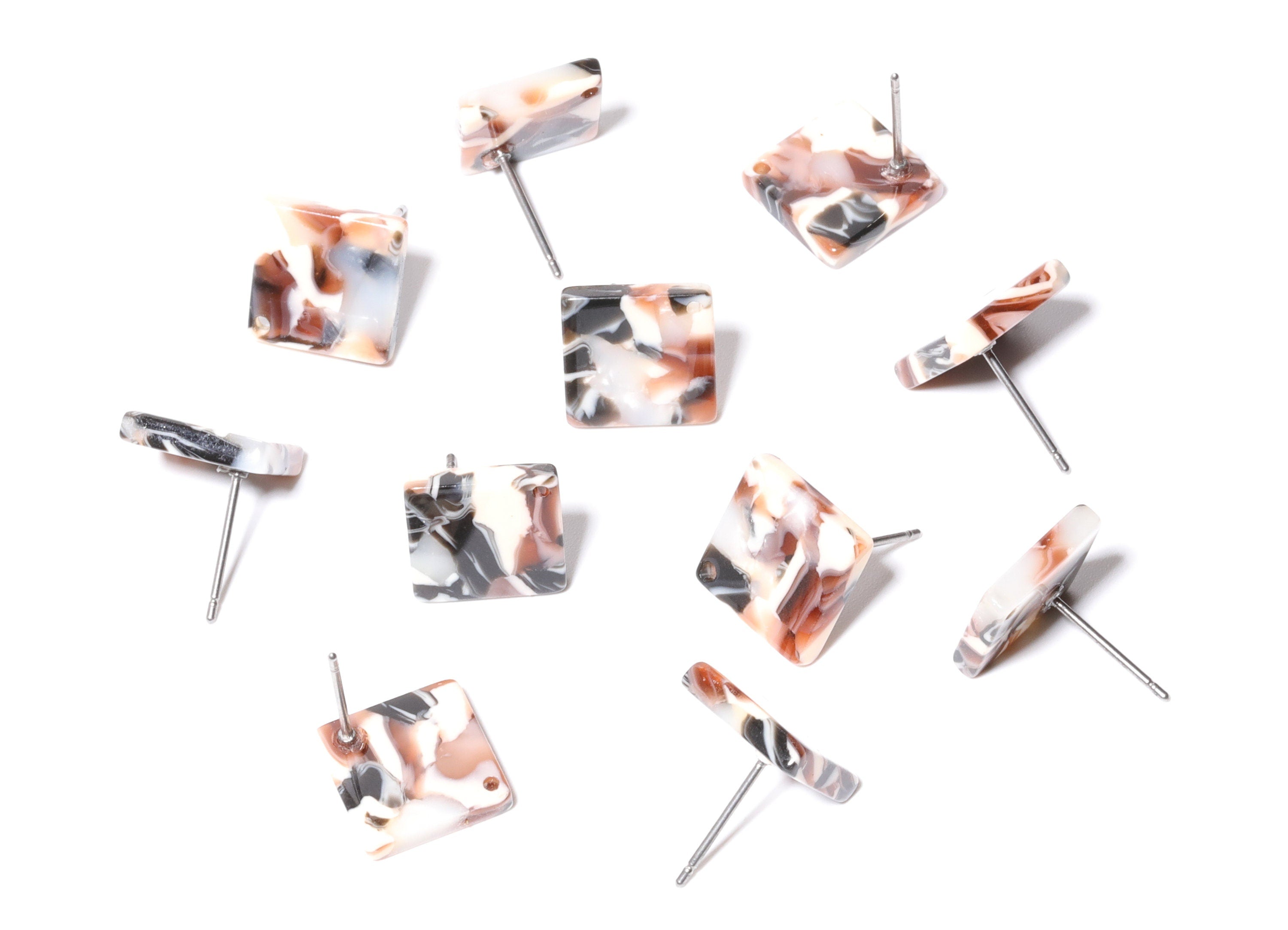 Acetate Square Earring Stud - Acetate Square Earring Post  - Earring Post - Jewelry Supplies - Color Code: A51 - 11.7x11.7x2.6mm - AC1140F - DOMEDBAZAAR