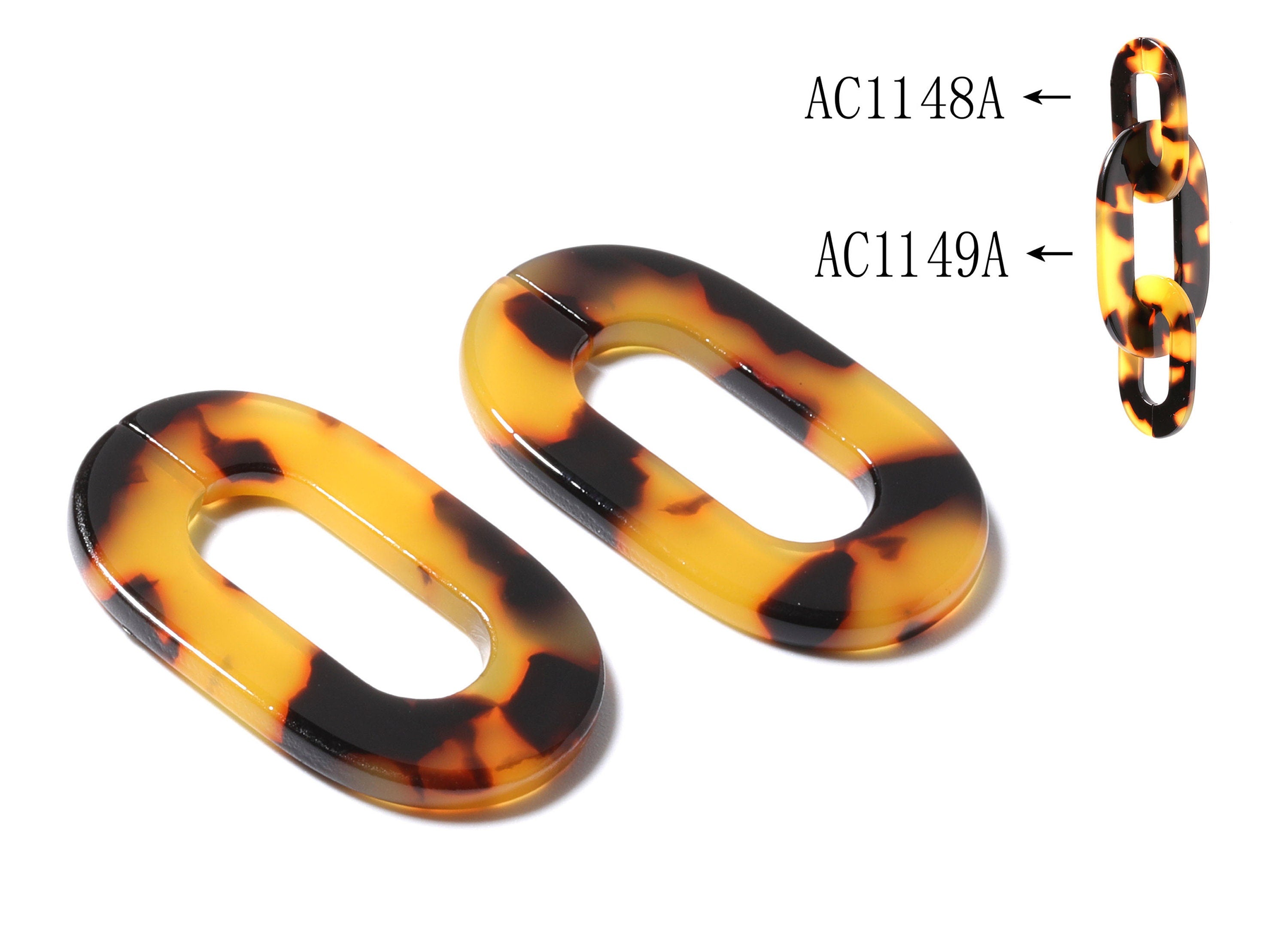 Acetate Acrylic Tortoise Shell Charms - Laser Cut Open Oval Pendant - Flat Cable Chain - Jewelry Supplies - 32.52x19.75x2.66mm - AC1148A - DOMEDBAZAAR