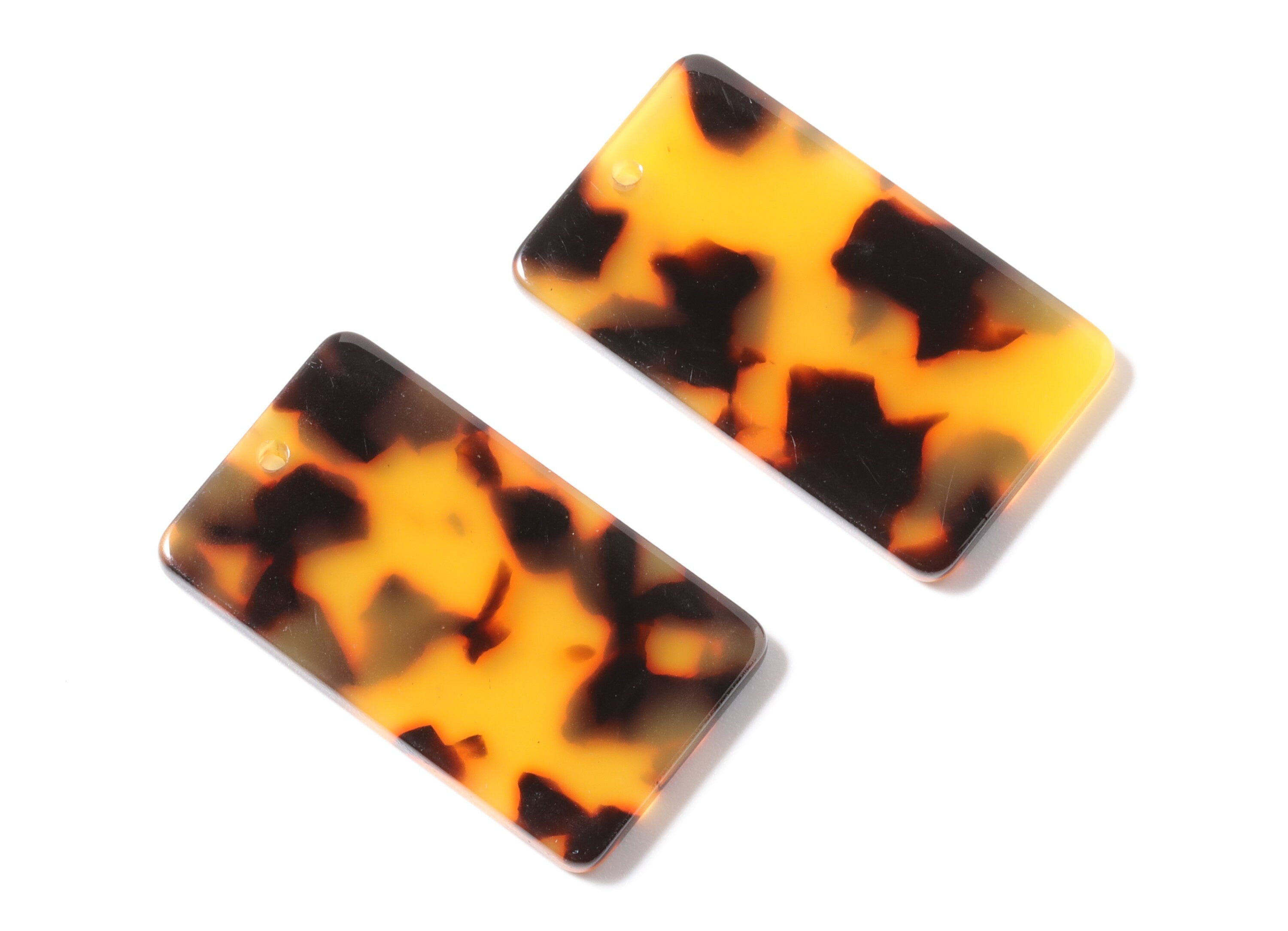Acetate Acrylic Earring Charms - Tortoise Shell Earring - Rectangle Pendant - Jewelry Supplies - Color Code: A02 - 33.73x19.5x2.7mm- AC1217F - DOMEDBAZAAR