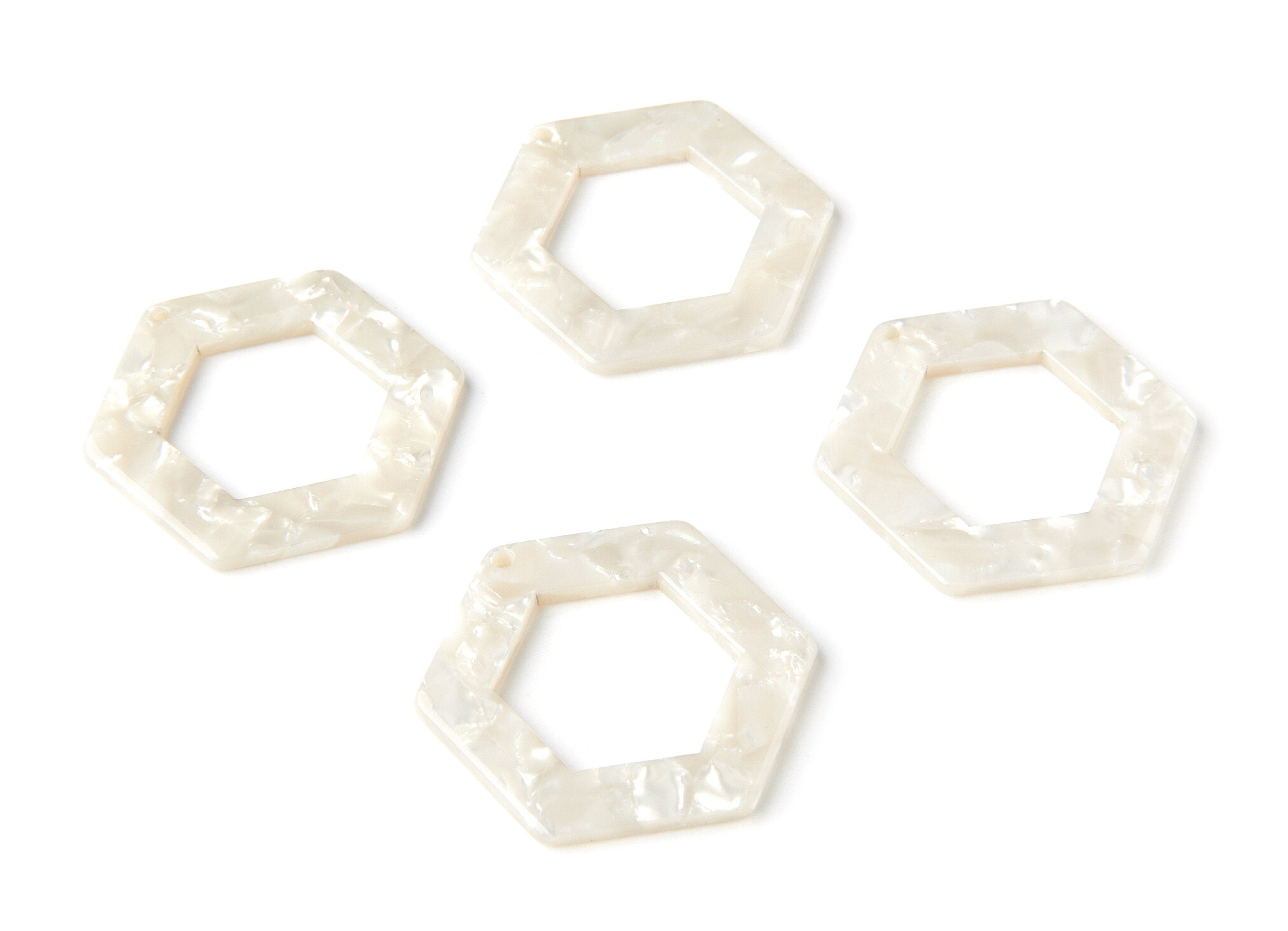 Acetate Hexagon Connectors - 2 Holes - Hexagon Earrings and Charms - Earring Findings - Color Code: A30 - 35x32x2.5mm - AC1056B - DOMEDBAZAAR