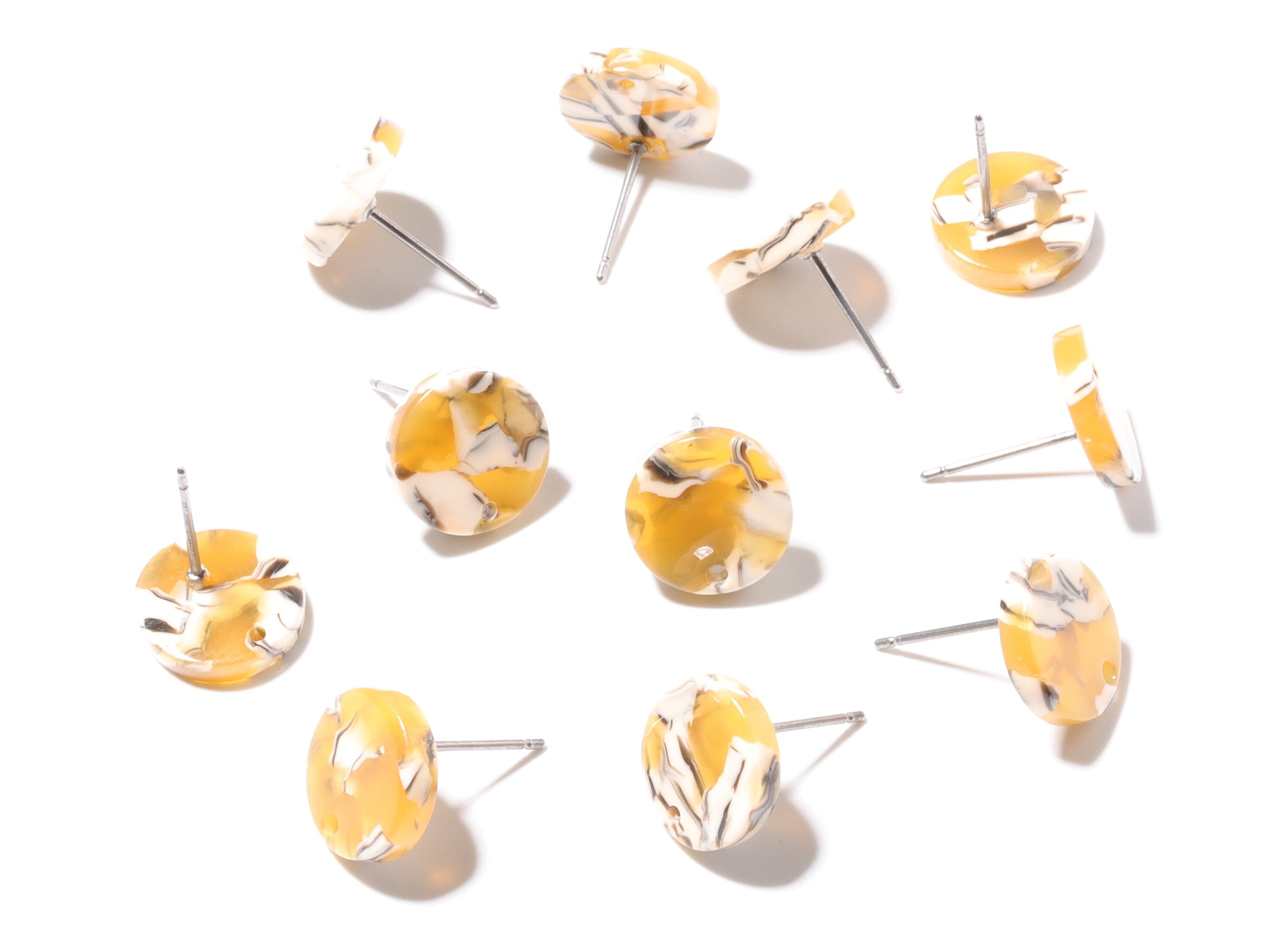 Acetate Round Earring Stud - Round Earring Post and Stud - Earring Findings - Color Code: A14 - 11.7x11.7x2.6mm - AC1139G - DOMEDBAZAAR