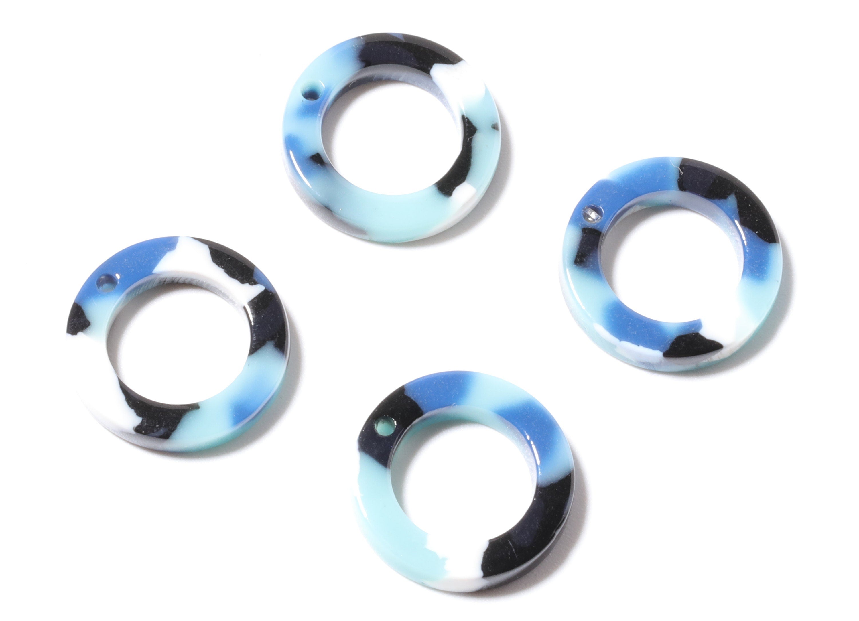 Acetate Hoop Earring Charms - Circle Shaped Pendant - Earring Findings - Jewelry Supplies - Color Code: A16 - 15x15x2.7mm - AC1152F - DOMEDBAZAAR