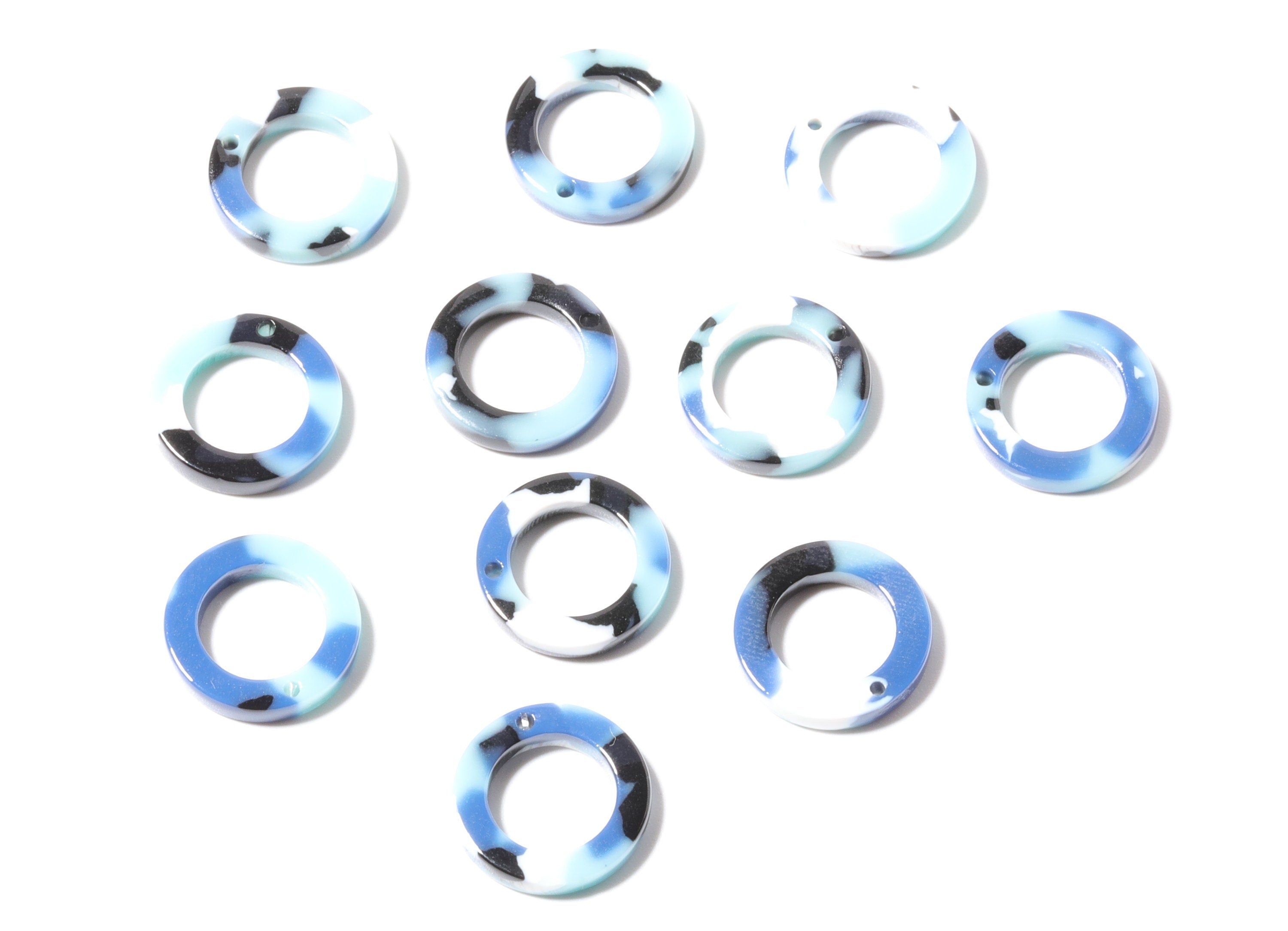 Acetate Hoop Earring Charms - Circle Shaped Pendant - Earring Findings - Jewelry Supplies - Color Code: A16 - 15x15x2.7mm - AC1152F - DOMEDBAZAAR