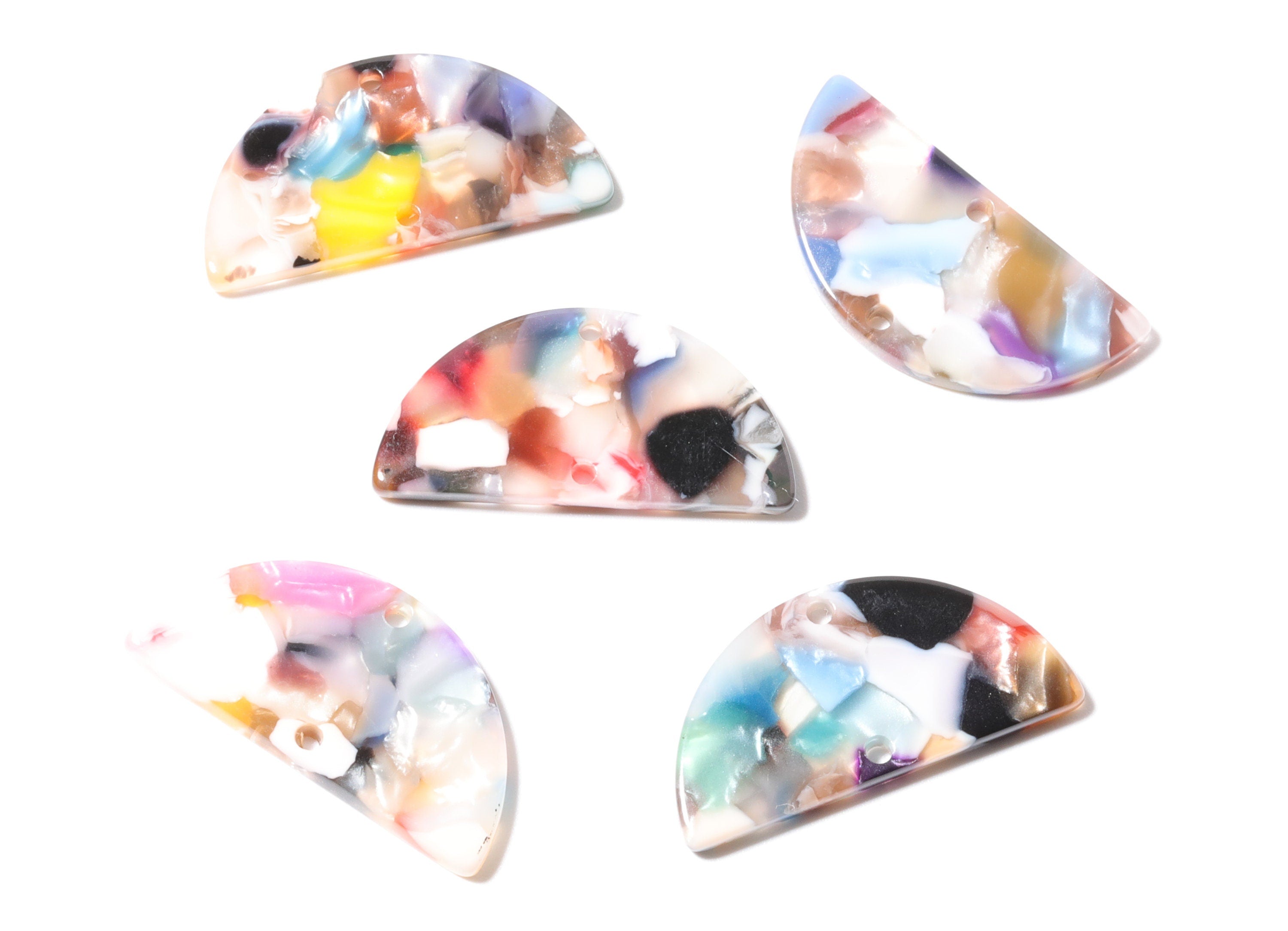 Acetate Semicircle Connectors Charms - 2 Holes - Semicircle Earrings - Earring Findings - Color Code: A59 - 30 x 15 x 2.5mm - AC1061-A59 - DOMEDBAZAAR