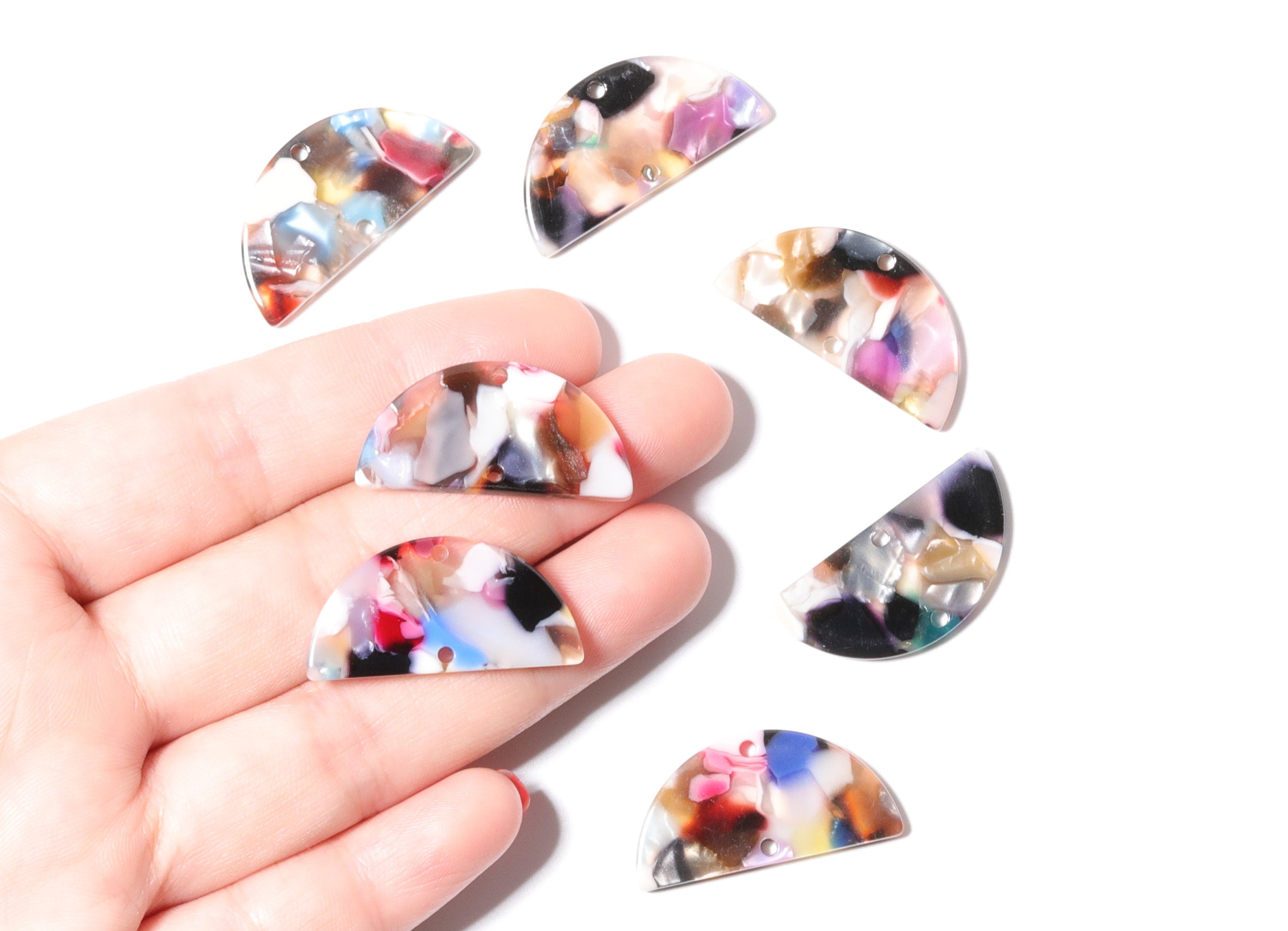 Acetate Semicircle Connectors Charms - 2 Holes - Semicircle Earrings - Earring Findings - Color Code: A59 - 30 x 15 x 2.5mm - AC1061-A59 - DOMEDBAZAAR