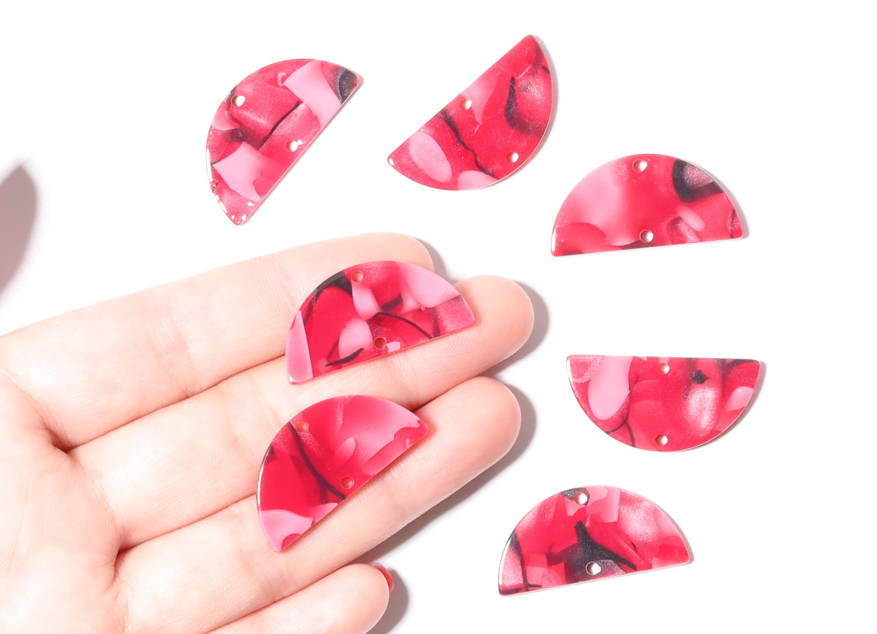 Acetate Semicircle Connectors Charms - 2 Holes - Semicircle Earrings - Earring Findings - Color Code: A56 - 30x15x2.5mm - AC1061-A56 - DOMEDBAZAAR