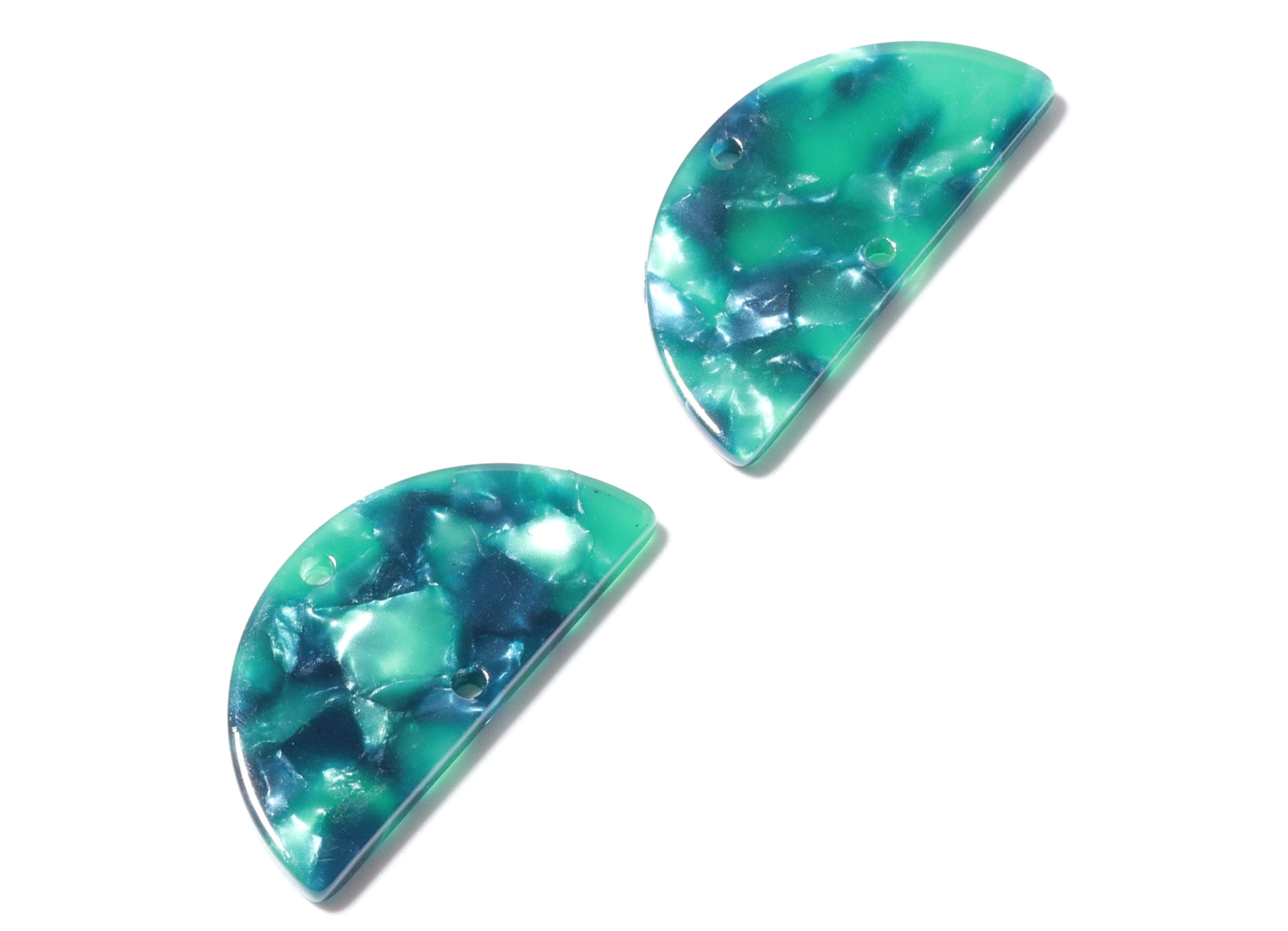 Acetate Semicircle Connectors Charms - 2 Holes - Semicircle Earrings - Earring Findings - Color Code: A13 - 30x15x2.5mm - AC1061-A13 - DOMEDBAZAAR