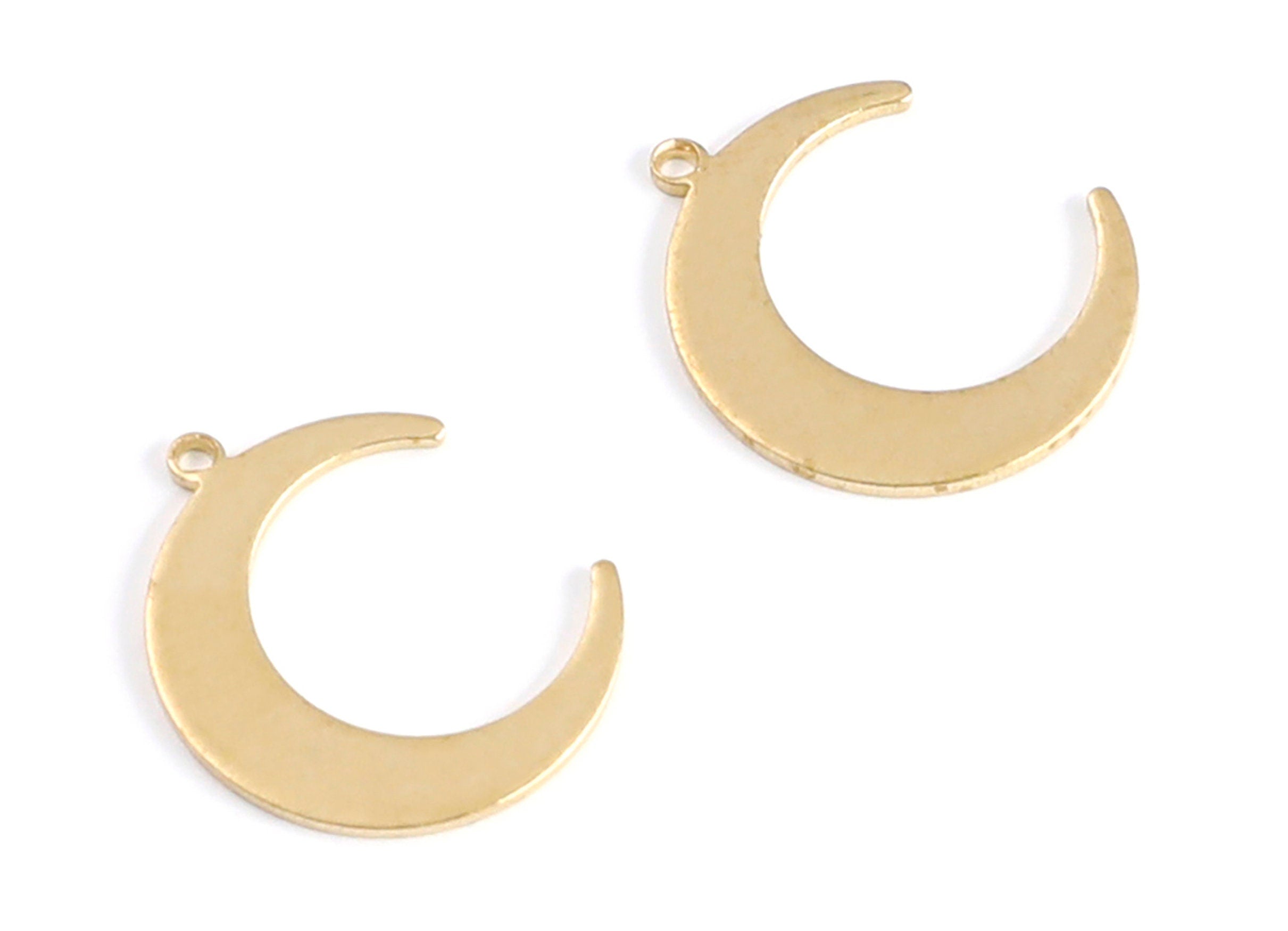 Brass Moon Charms - Crescent Shaped Raw Brass Connector - Jewelry Supplies - 19,88x16,5x0,99mm - PP1373 - DOMEDBAZAAR
