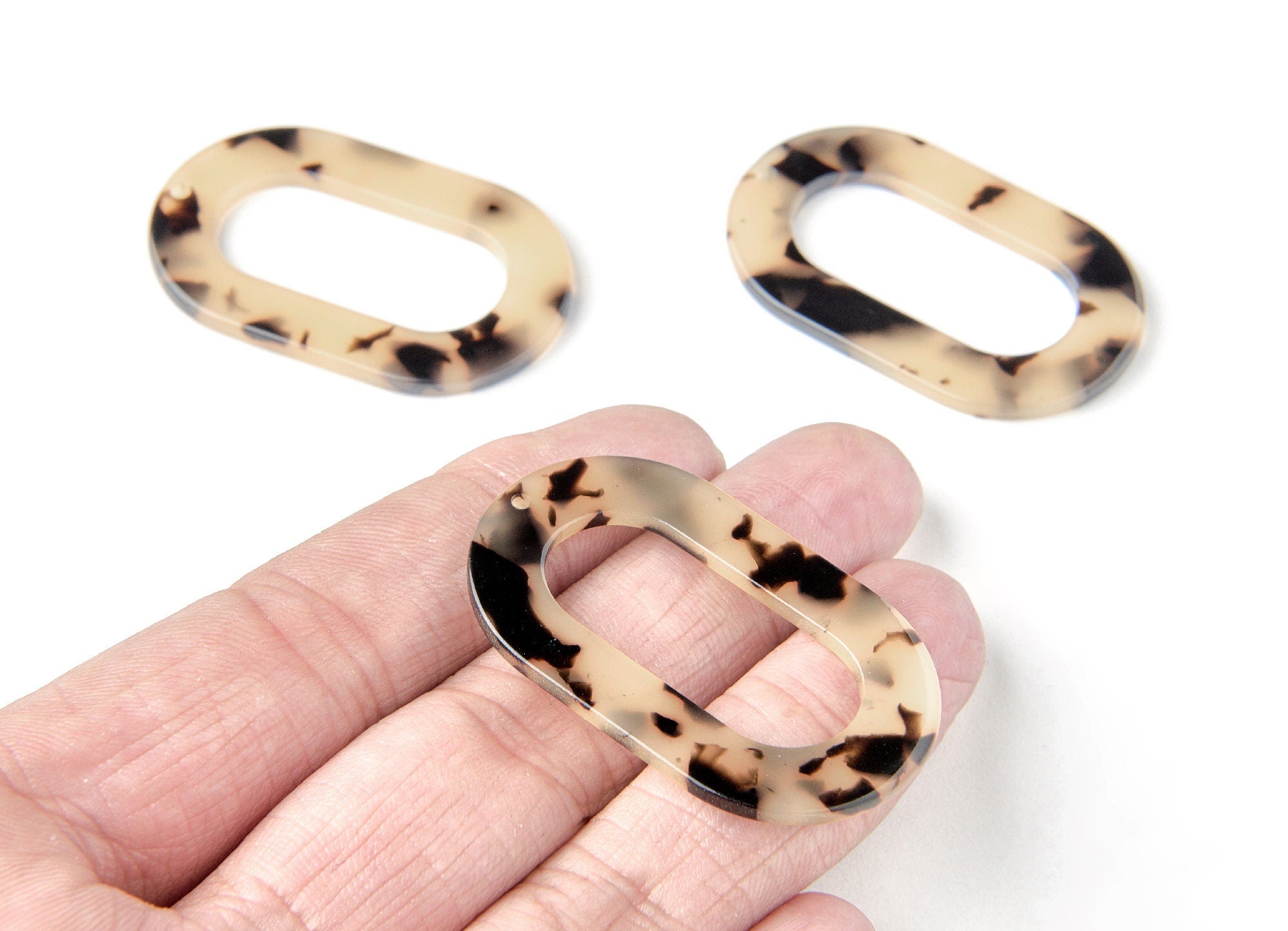 Acetate Oval Charms - Blonde Tortoise Shell Earrings - Oval Earrings & Pendant - Earring Findings - Color Code: A10 -  44x28x2.5mm - AC1003D - DOMEDBAZAAR