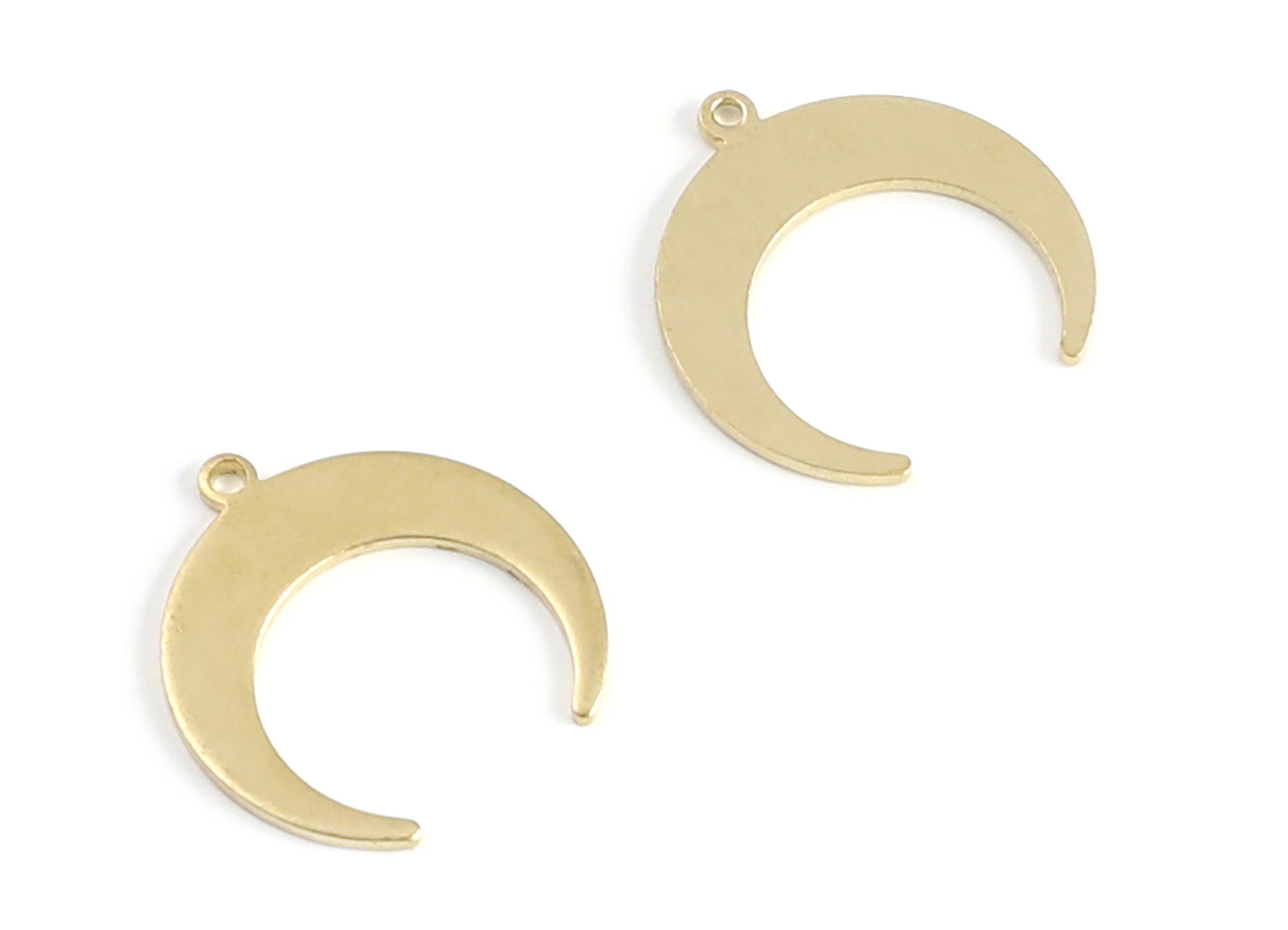 Brass Moon Charms - Crescent Shaped Raw Brass Connector - Jewelry Supplies - 19,88x16,5x0,99mm - PP1372 - DOMEDBAZAAR