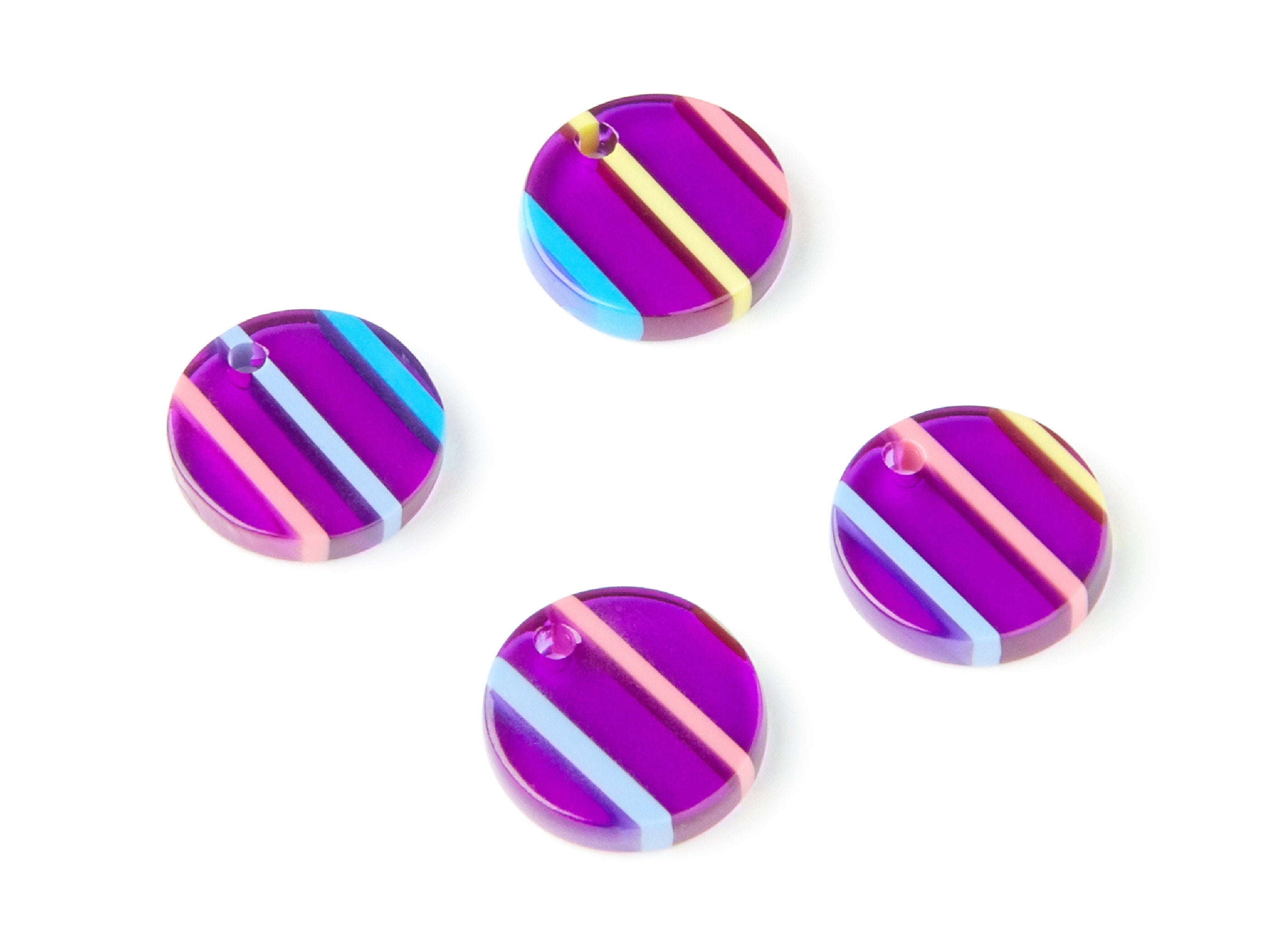 Acetate Round Earring Charms - Acrylic Circle Pendant - Earring Findings - Jewelry Supplies - Color Code: A65 - 13,75x13,75x2,92mm - AC1287F - DOMEDBAZAAR