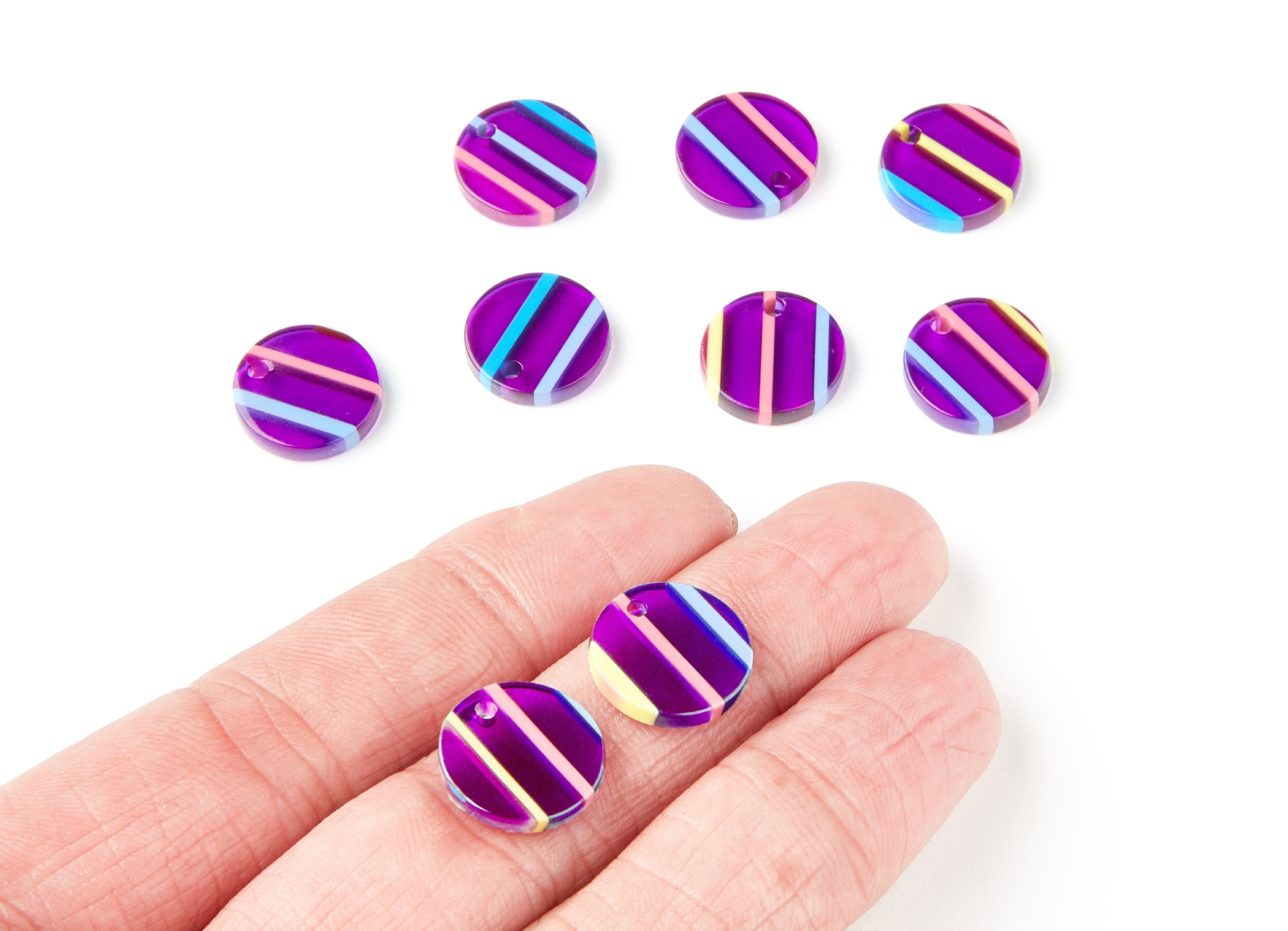 Acetate Round Earring Charms - Acrylic Circle Pendant - Earring Findings - Jewelry Supplies - Color Code: A65 - 13,75x13,75x2,92mm - AC1287F - DOMEDBAZAAR